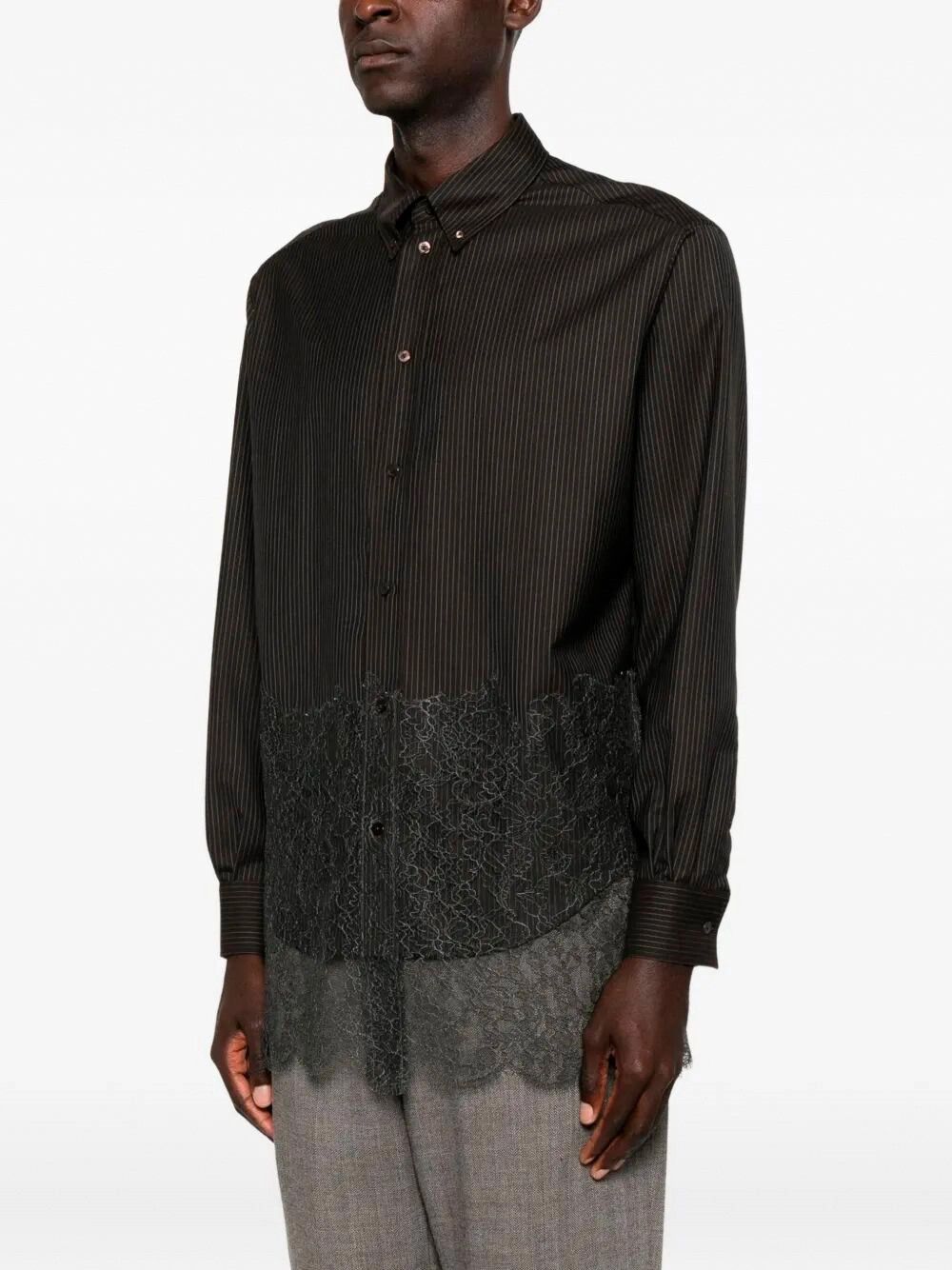 Fendi Wool Shirt With Stripes And Lace Size US XL / EU 56 / 4 - 4 Thumbnail