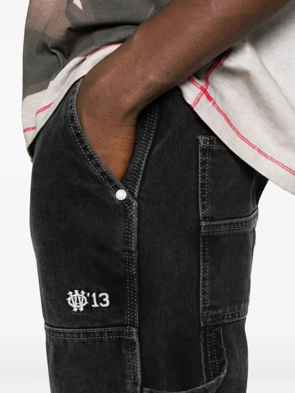 Off-White `Gothic Ow` Flare Carpenter Jeans Size US 31 - 4 Thumbnail