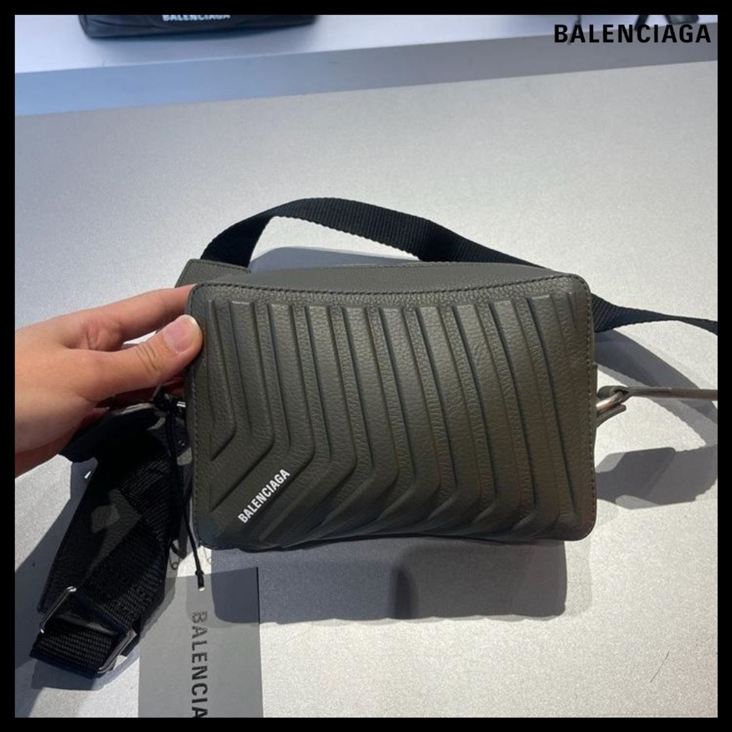 Balenciaga Car Camera Leather Messenger Bag In Khaki Size ONE SIZE - 2 Thumbnail