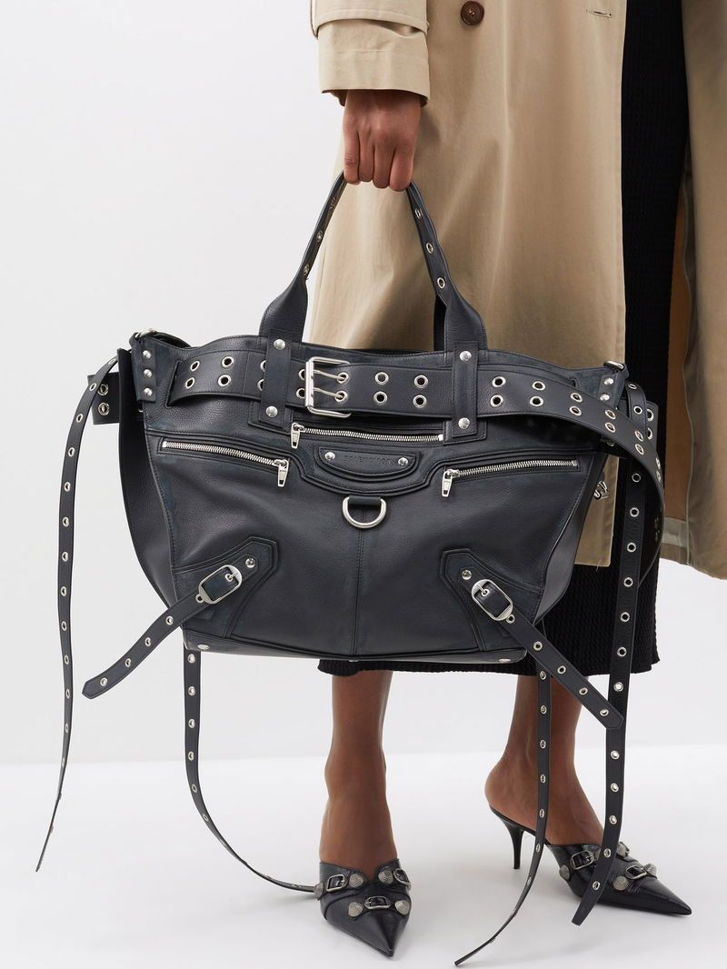 Balenciaga Emo Eyelet-Embellished Leather Tote Bag Size ONE SIZE - 4 Thumbnail