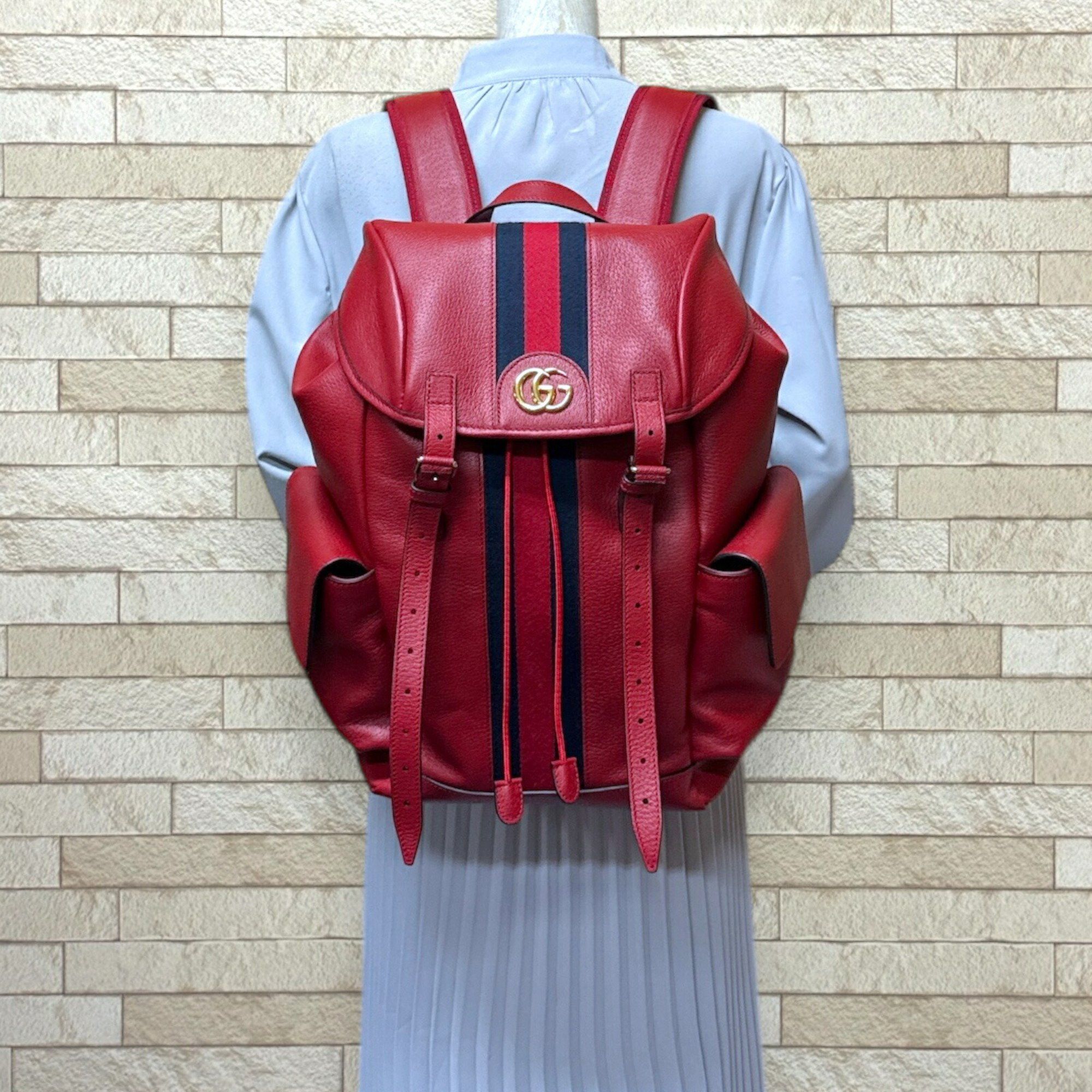 Gucci Gucci Web Stripe Medium Ophidia Backpack/Daypack, Leather, 598140, Women's Size ONE SIZE - 2 Thumbnail