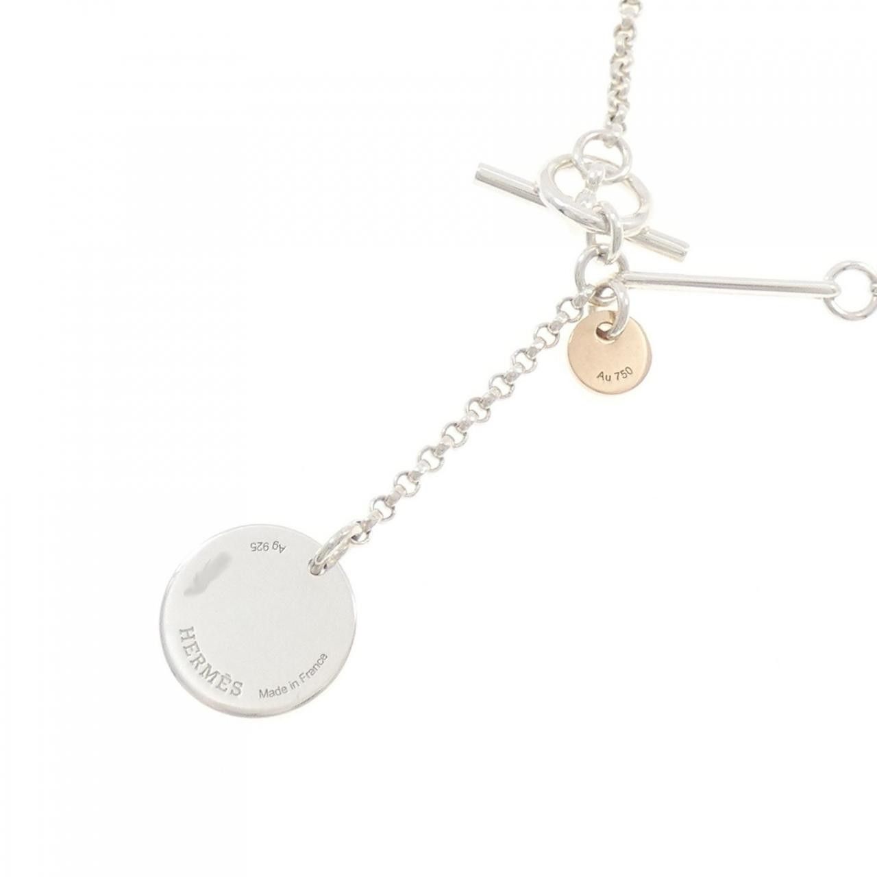Hermes Hermes Hermes Ex-Libris 925 Silver 750 Pink Gold Necklace Metal Necklace DUTY FREE for USA Size ONE SIZE - 4 Thumbnail
