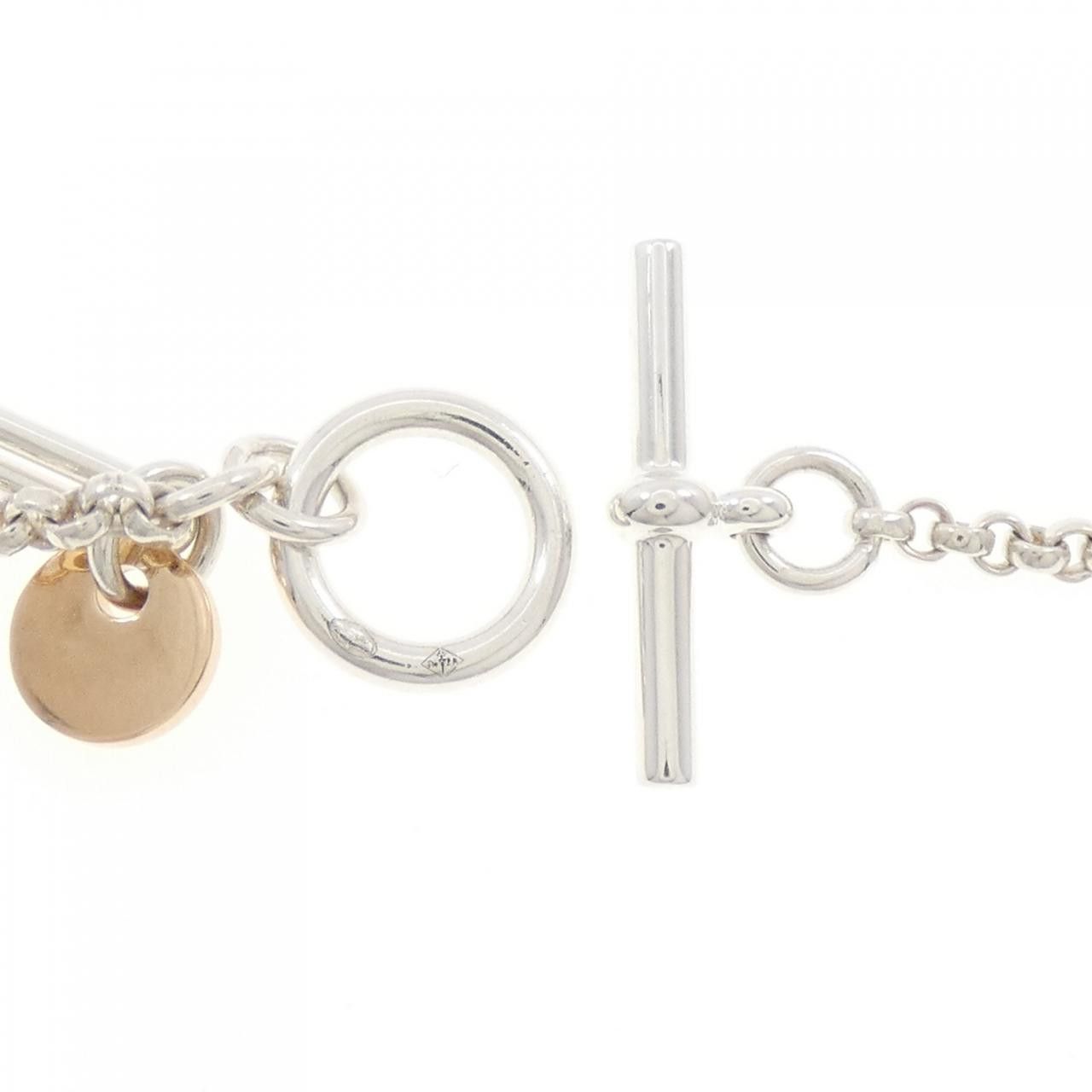 Hermes Hermes Hermes Ex-Libris 925 Silver 750 Pink Gold Necklace Metal Necklace DUTY FREE for USA Size ONE SIZE - 5 Thumbnail