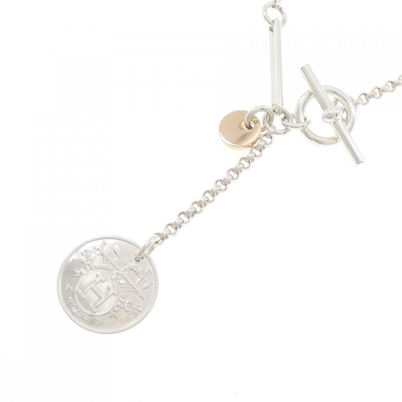 Hermes Hermes Hermes Ex-Libris 925 Silver 750 Pink Gold Necklace Metal Necklace DUTY FREE for USA Size ONE SIZE - 3 Thumbnail