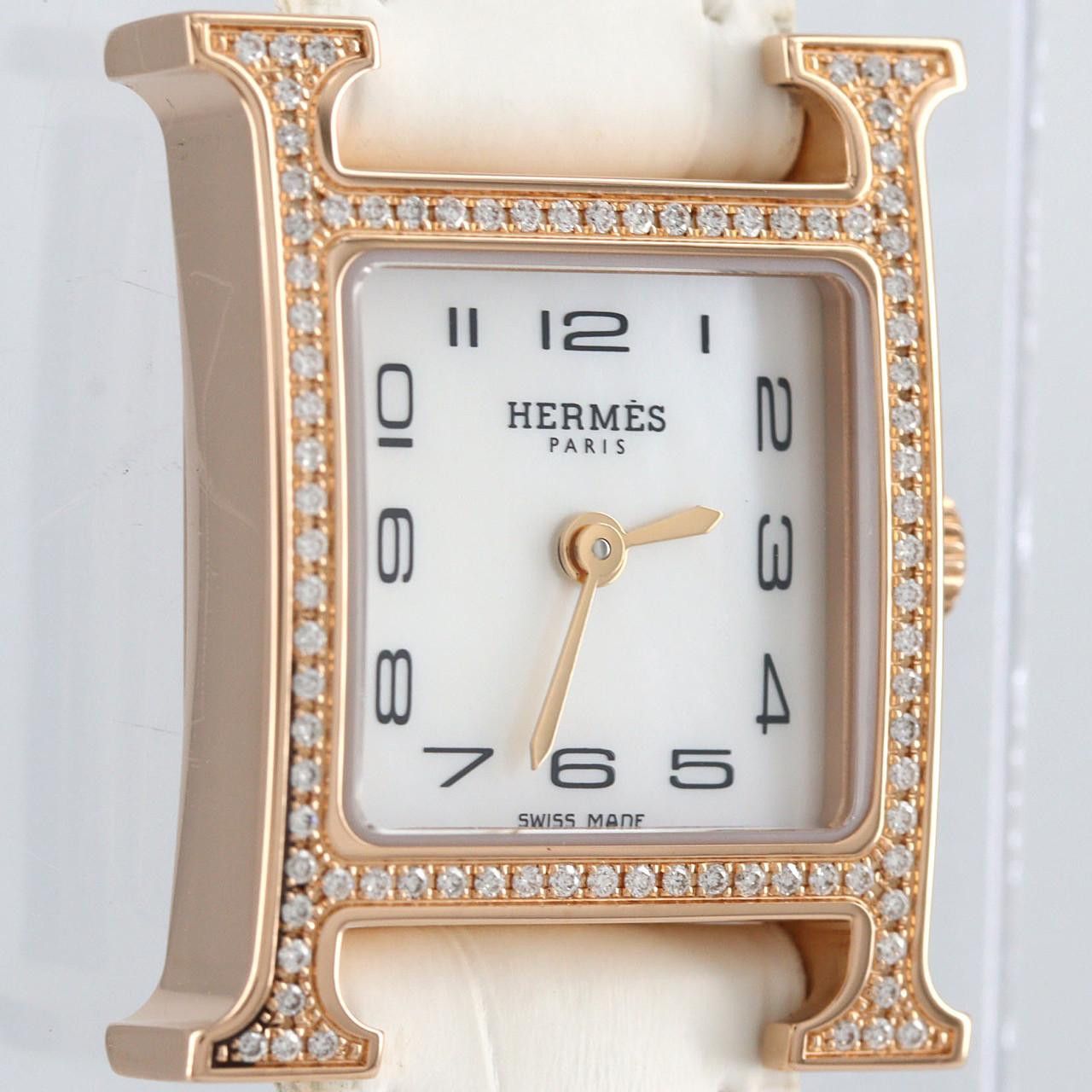 Hermes Hermes Hermes H Watch Pink Gold Watch Crocodile skin Quartz DUTY FREE for USA Size ONE SIZE - 6 Thumbnail