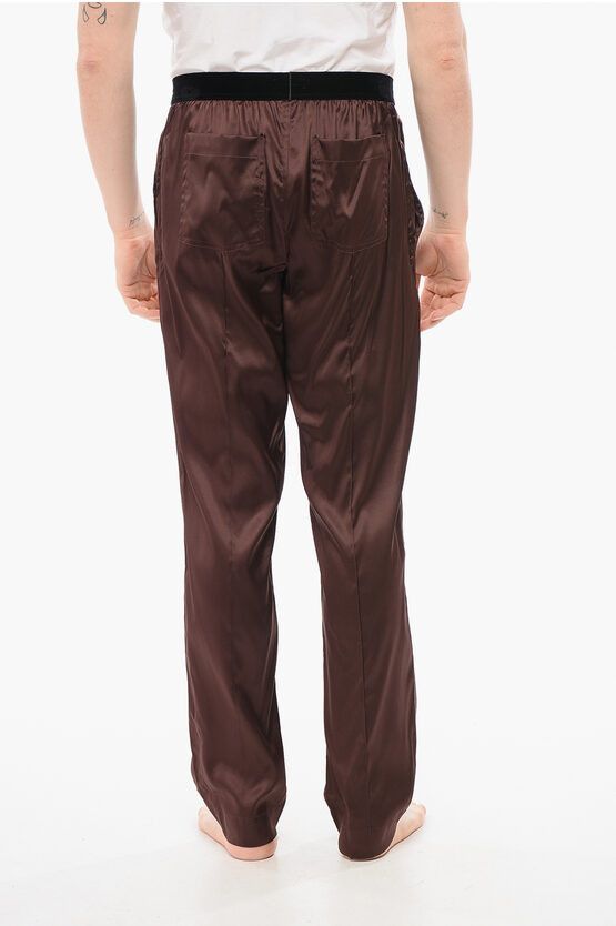 Tom Ford SILK SATIN PIJAMA PANTS WITH VELOUR DETAIL brown Size US 36 / EU 52 - 2 Thumbnail