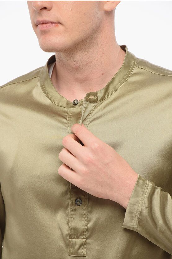 Tom Ford SILK SATIN PIJAMA SHIRT WITH MANDARIN COLLAR Size US L / EU 52-54 / 3 - 3 Thumbnail