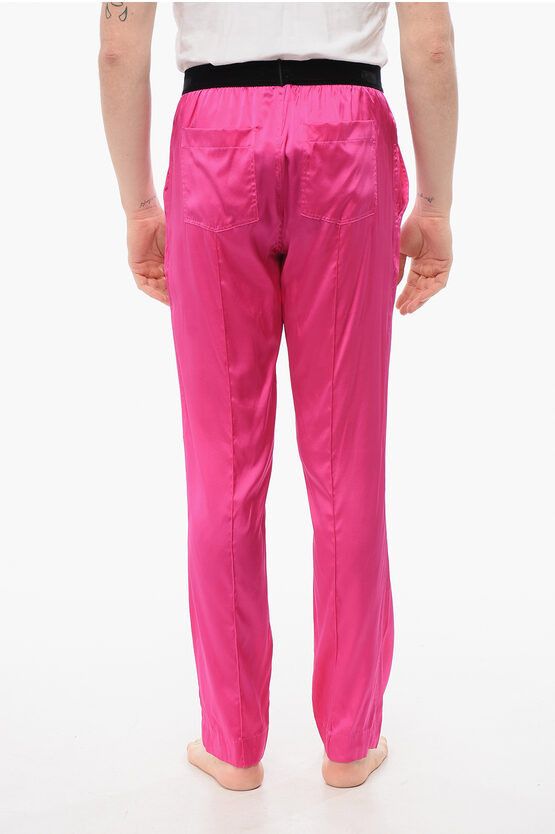 Tom Ford SILK SATIN PIJAMA PANTS WITH VELOUR DETAIL pink Size US 36 / EU 52 - 2 Thumbnail