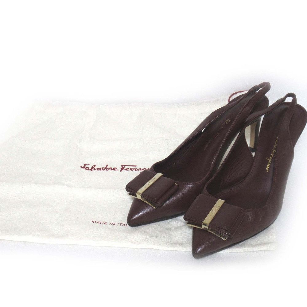 Salvatore Ferragamo Salvatore Ferragamo Salvatore Ferragamo High Heel Ribbon Slingback Mule Leather Shoes DUTY FREE for USA Size ONE SIZE - 11 Thumbnail