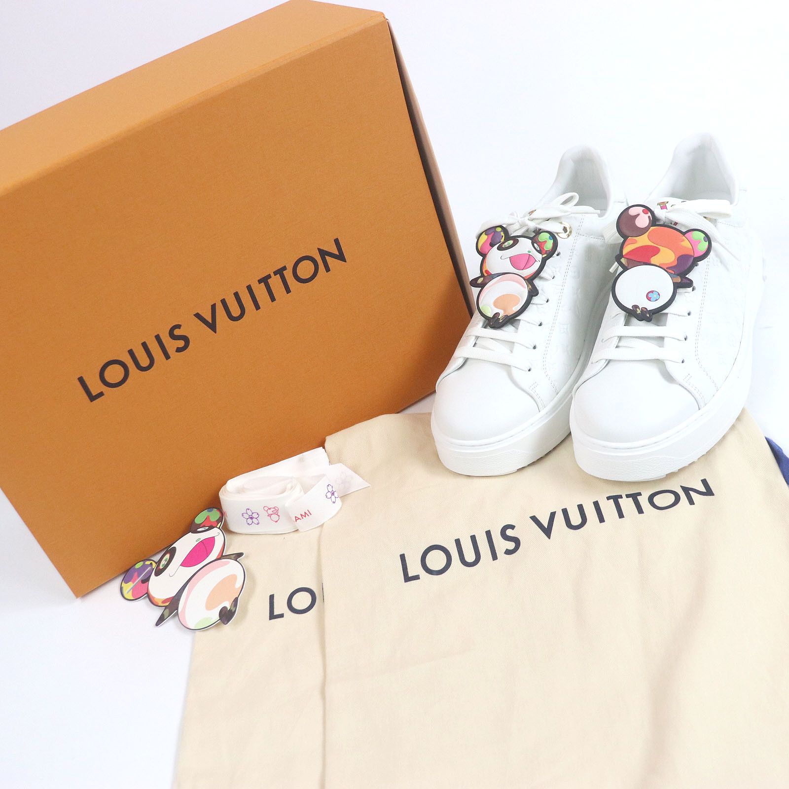 Louis Vuitton Louis Vuitton Louis Vuitton Timeout Takashi Murakami Panda Monogram Sneakers Canvas Shoes DUTY FREE for USA Size ONE SIZE - 2 Thumbnail