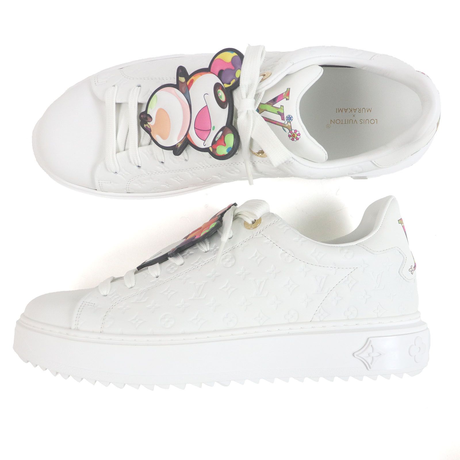 Louis Vuitton Louis Vuitton Louis Vuitton Timeout Takashi Murakami Panda Monogram Sneakers Canvas Shoes DUTY FREE for USA Size ONE SIZE - 4 Thumbnail