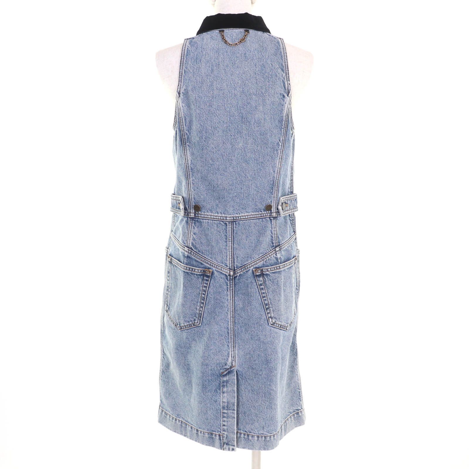 Louis Vuitton Louis Vuitton Louis Vuitton Velvet Accent Denim Cotton Dress Cotton Dresses RW241WJ DUTY FREE for USA Size ONE SIZE - 3 Thumbnail