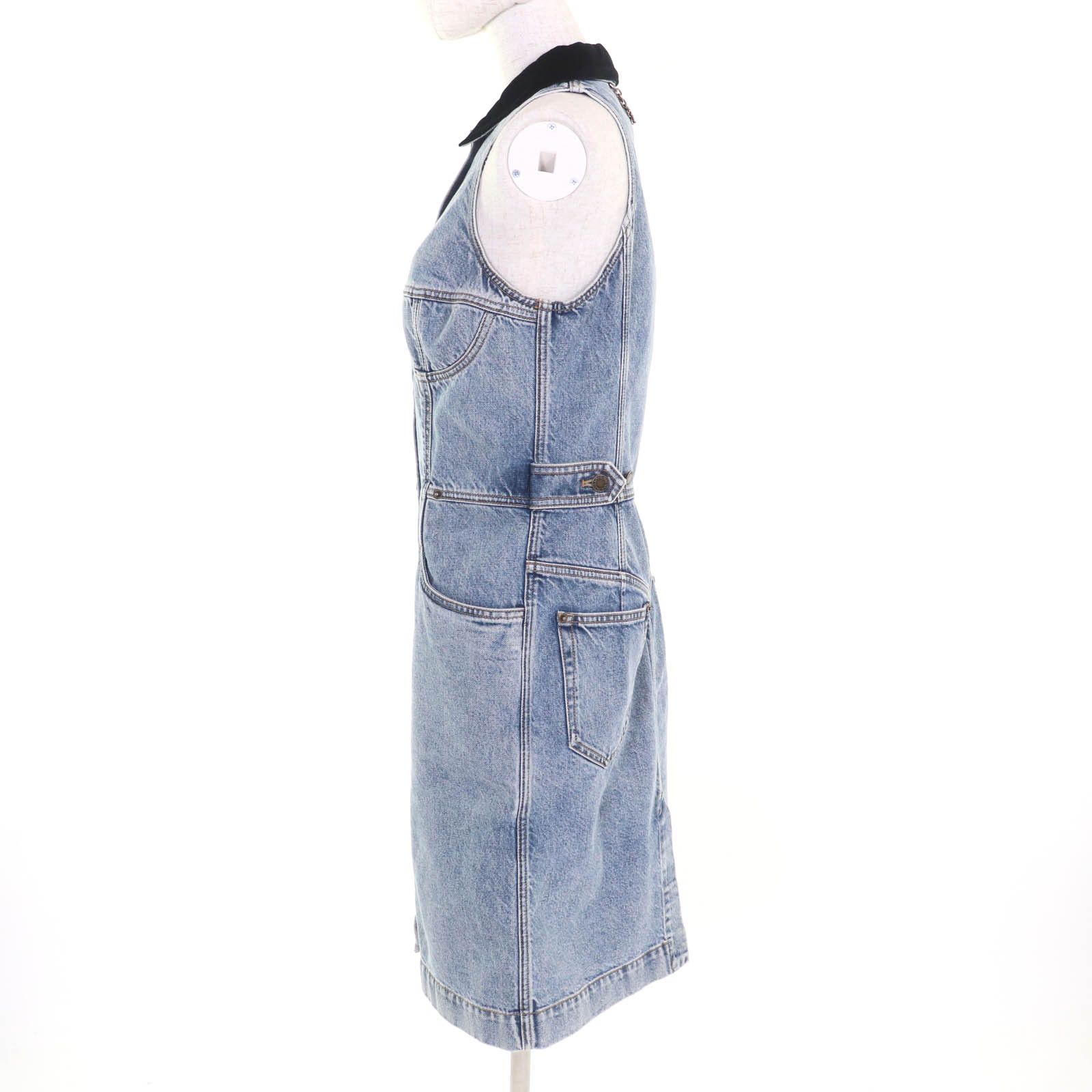 Louis Vuitton Louis Vuitton Louis Vuitton Velvet Accent Denim Cotton Dress Cotton Dresses RW241WJ DUTY FREE for USA Size ONE SIZE - 2 Thumbnail