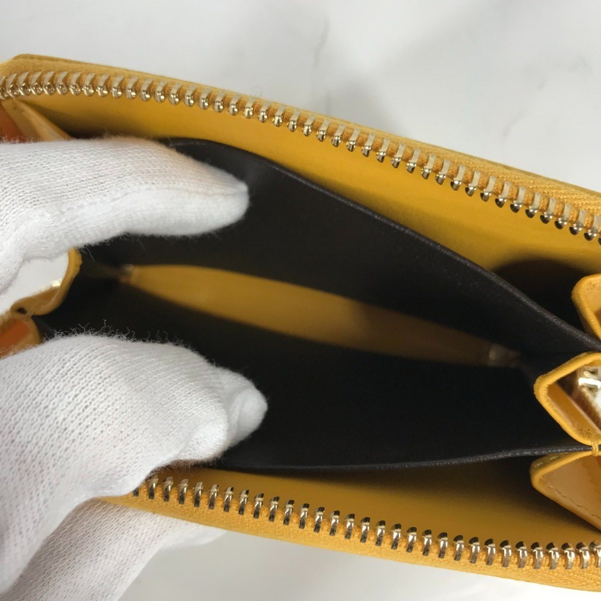 Gucci GUCCI 255452 Shima Line Micro Guccissima Wallet, Coin Purse, Compact Business Card Case, Wallet/Coin Enamel, Women's, Yellow Size ONE SIZE - 10 Thumbnail