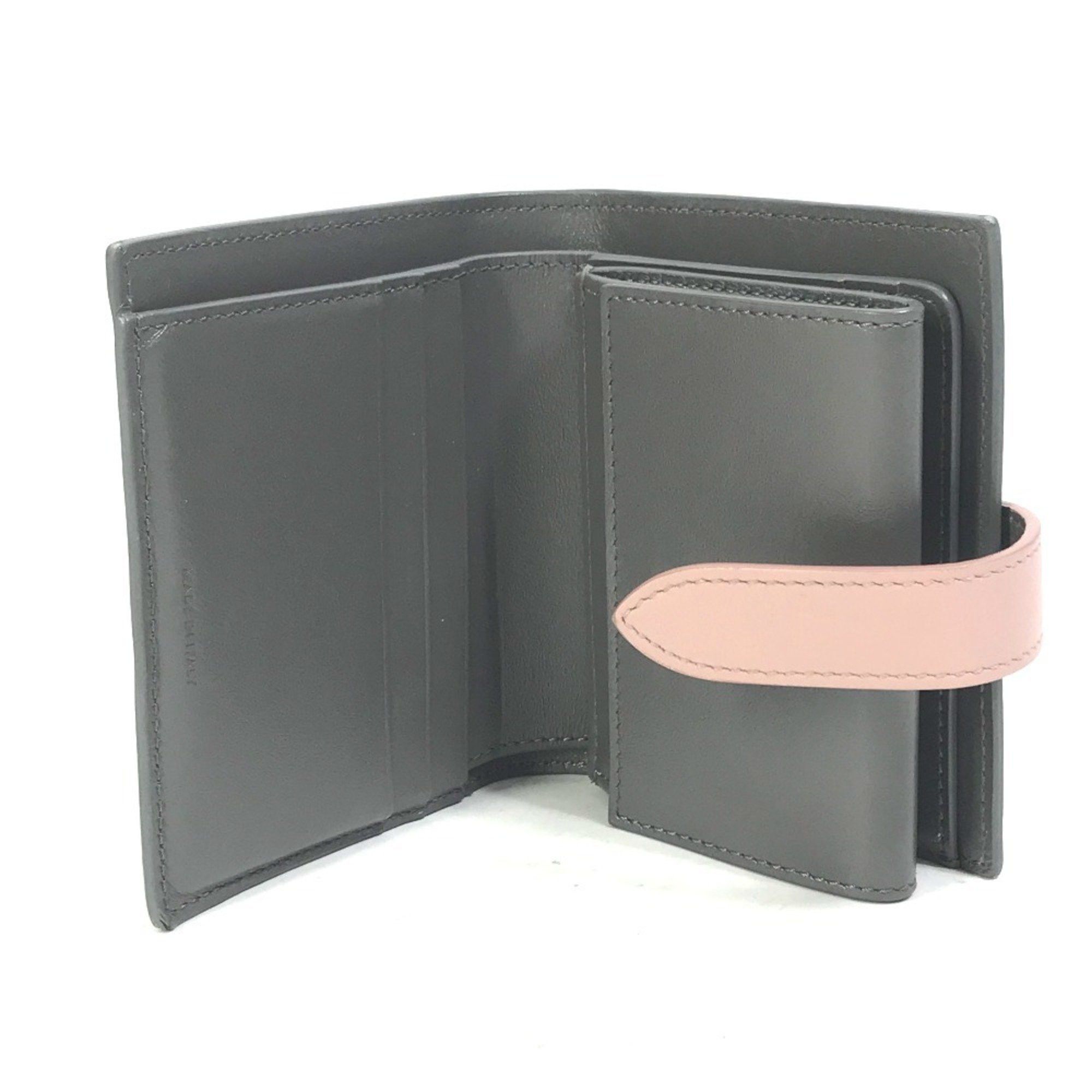 Celine CELINE 10H263BRU.10GV Two-Tone Small Strap Wallet, Compact Tri-Fold Leather Women's, Gray and Pink Size ONE SIZE - 9 Thumbnail
