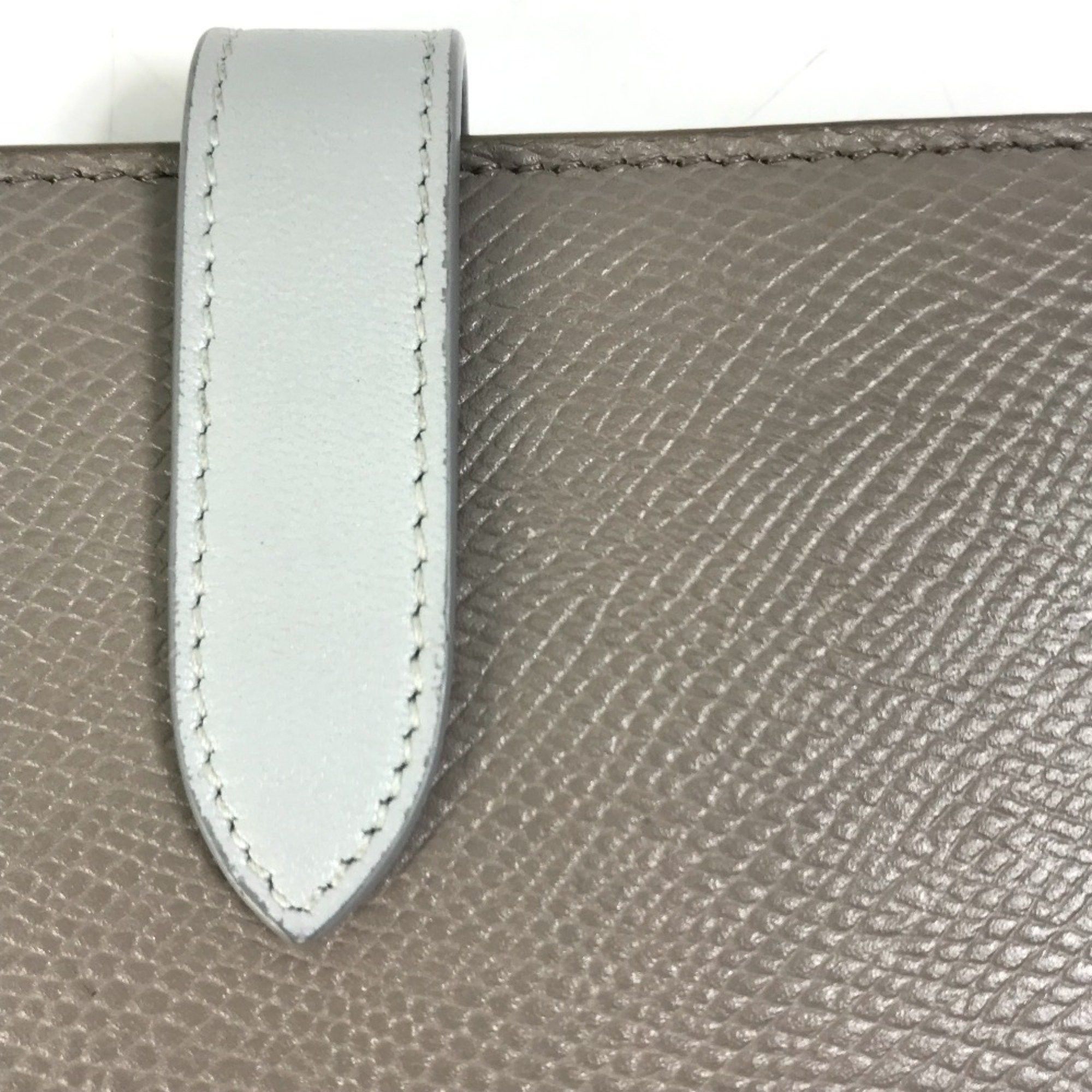 Celine CELINE 10B643BRU.10PI Two-Tone Medium Strap Wallet, Tri-fold Leather, Women's, Pebble Mineral, Gray x Light Blue Size ONE SIZE - 8 Thumbnail