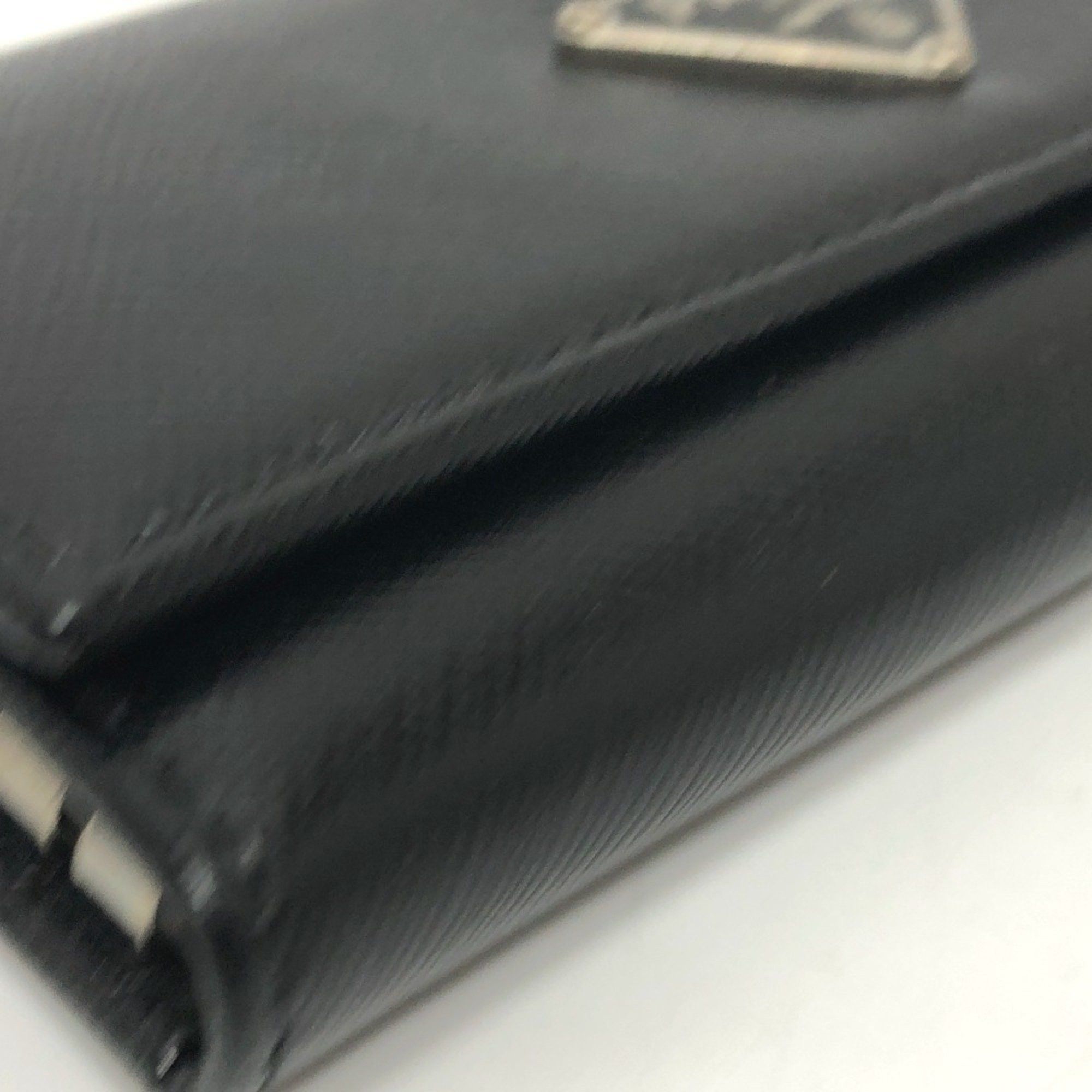 PRADA M26U Triangle Plate Trifold 6-Key Case in Saffiano Leather, Women's, Black