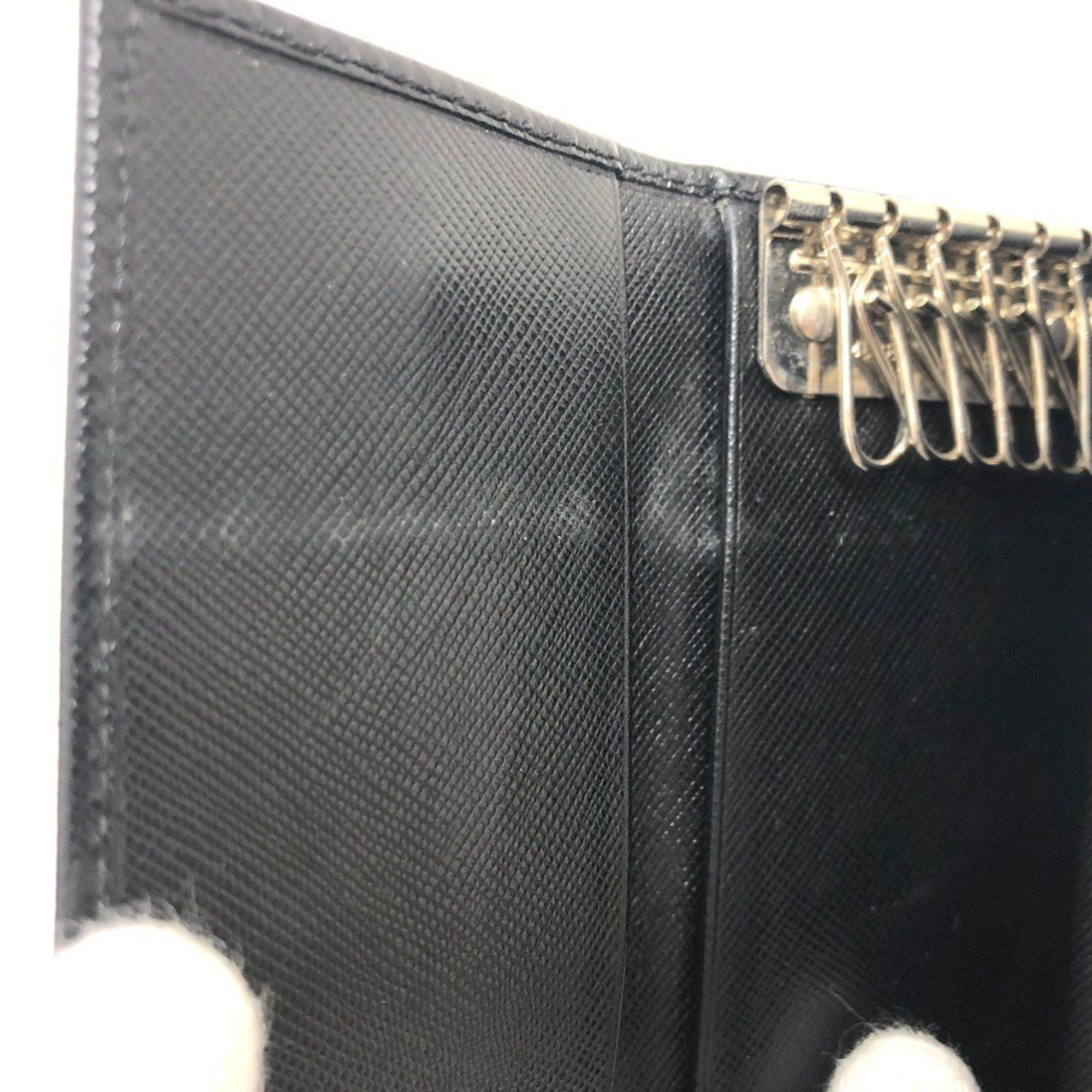 PRADA M26U Triangle Plate Trifold 6-Key Case in Saffiano Leather, Women's, Black