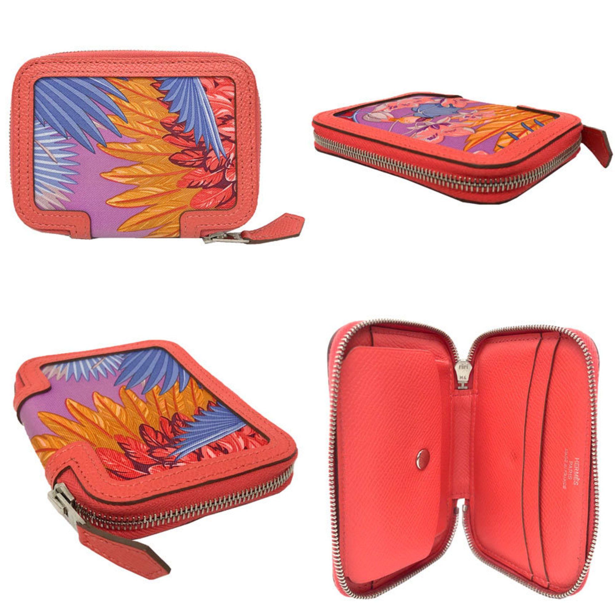 Hermes Hermes Hermès Soiecourt Flamingo Compact Wallet in Rose Jaibourg Silk and Epsom Leather. Size ONE SIZE - 2 Thumbnail