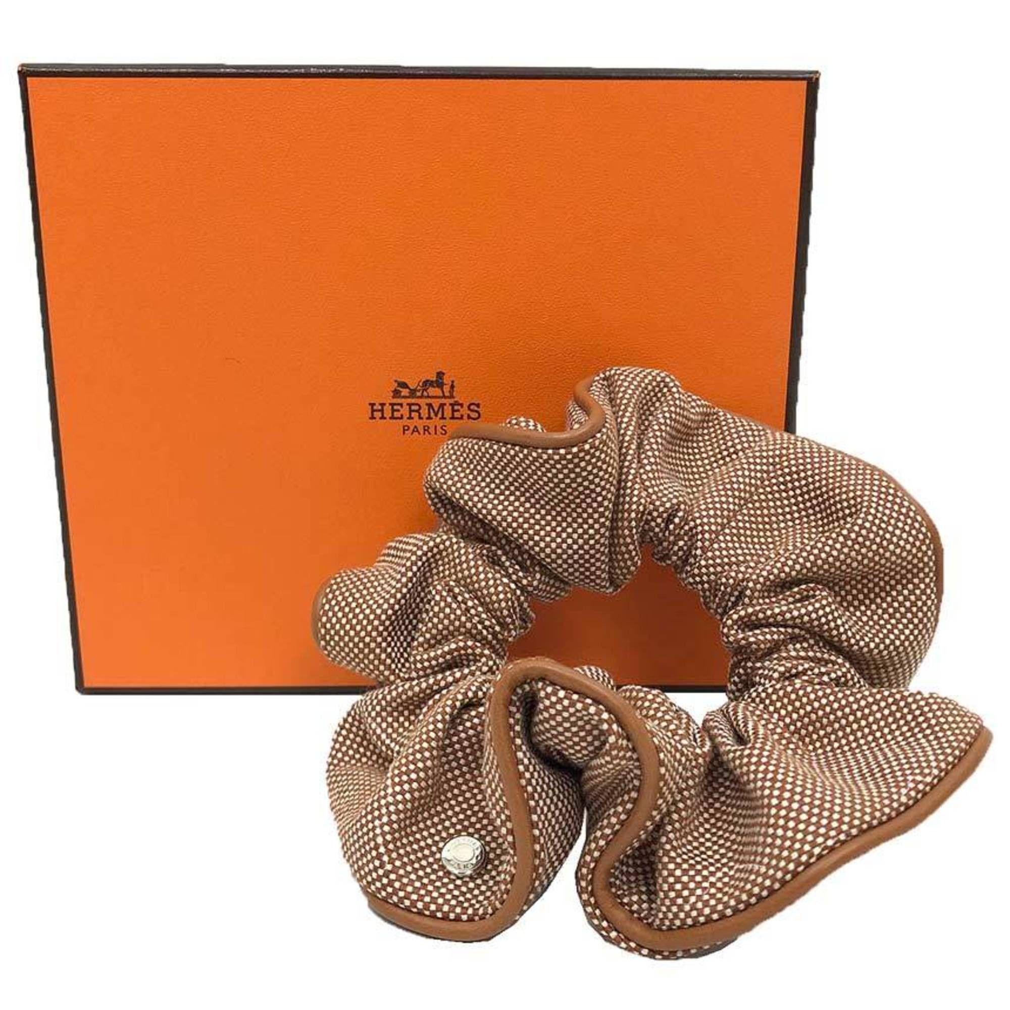 Hermes Hermes Scrunchie Claudia Plan Air Hair H241029G 37TU CHOUCHOU CLAUDIA Gold Camel Brown Size ONE SIZE - 2 Thumbnail