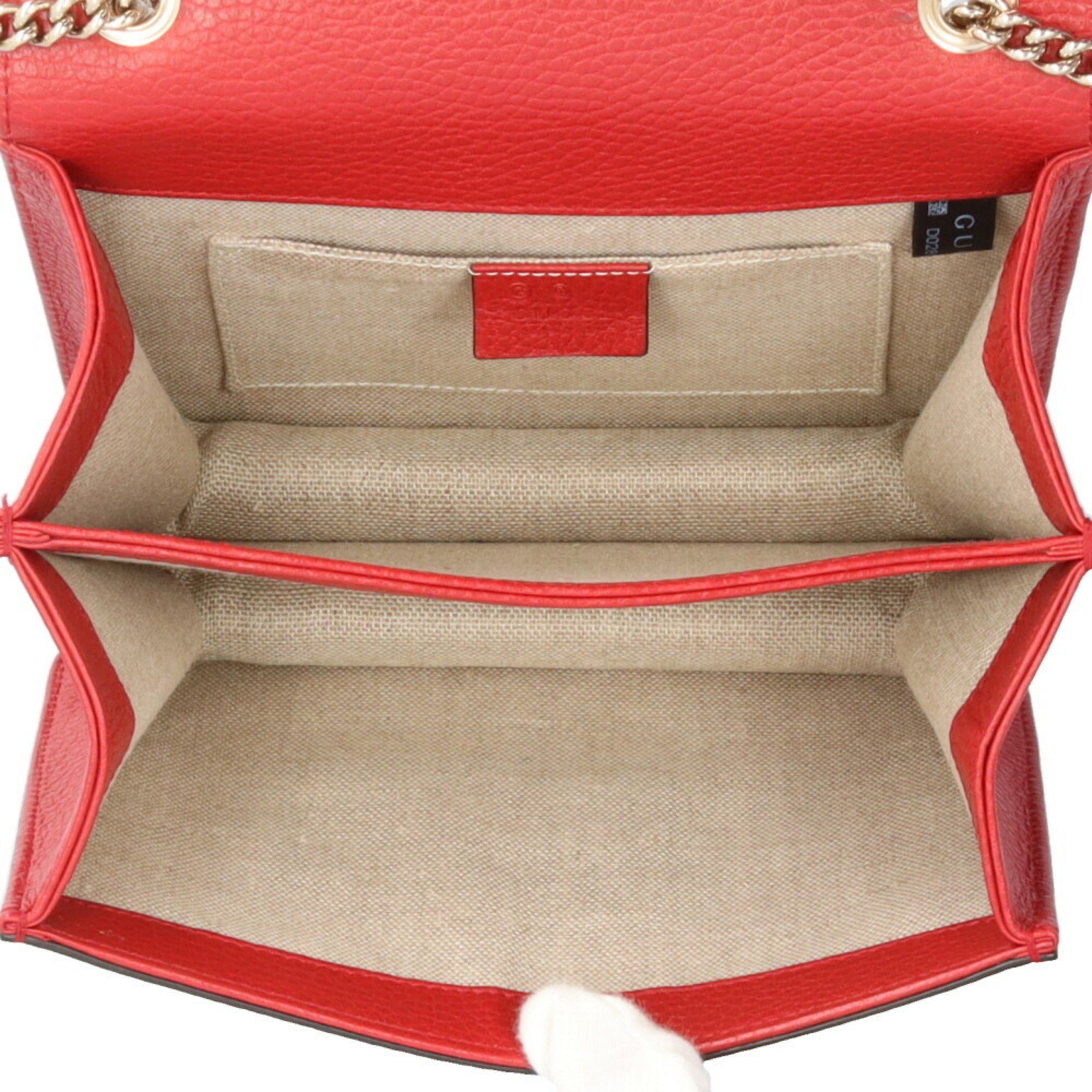 Gucci Gucci Interlocking G Shoulder Bag, Leather, 510304, Red, Women's, GUCCI Chain Size ONE SIZE - 6 Thumbnail