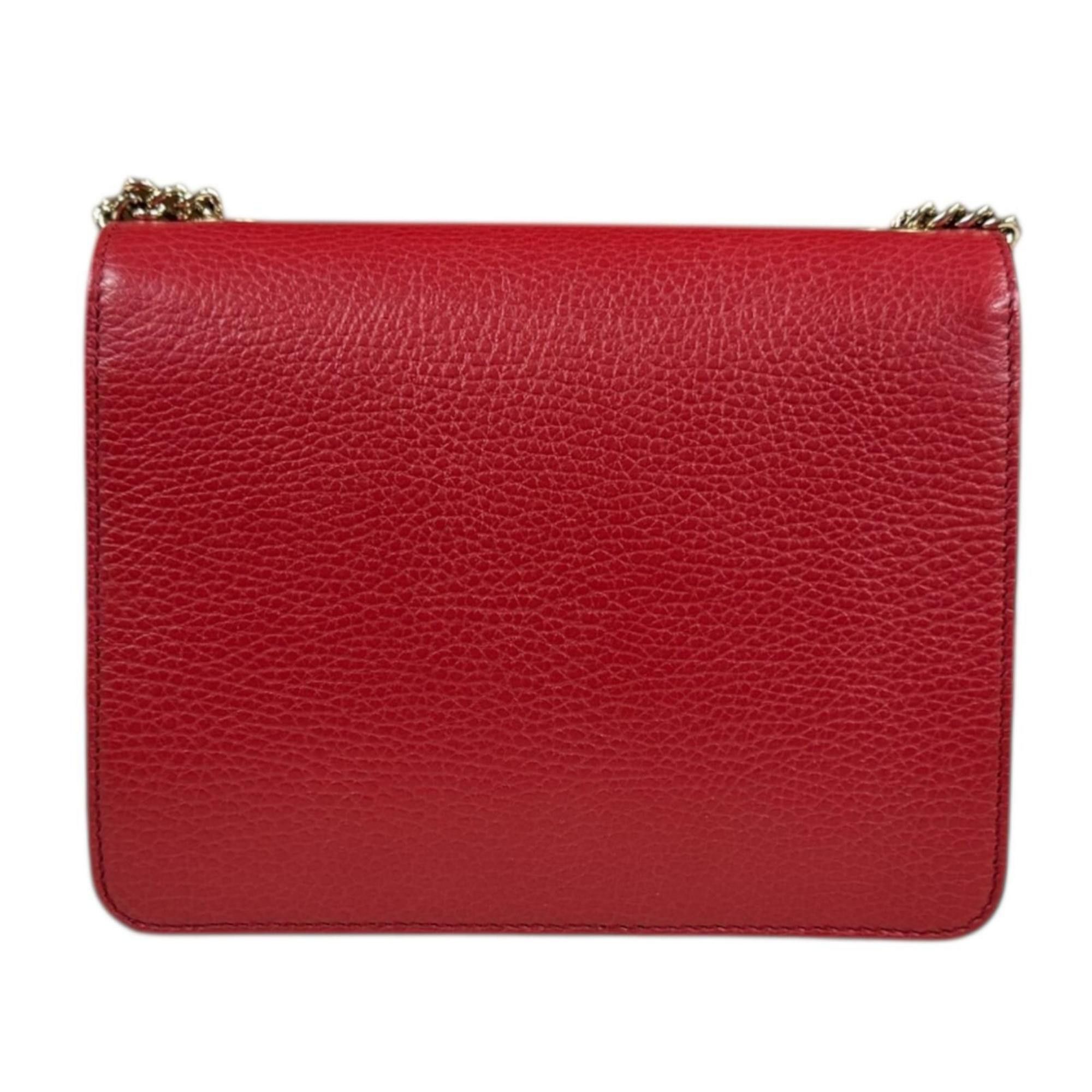 Gucci Gucci Interlocking G Shoulder Bag, Leather, 510304, Red, Women's, GUCCI Chain Size ONE SIZE - 3 Thumbnail