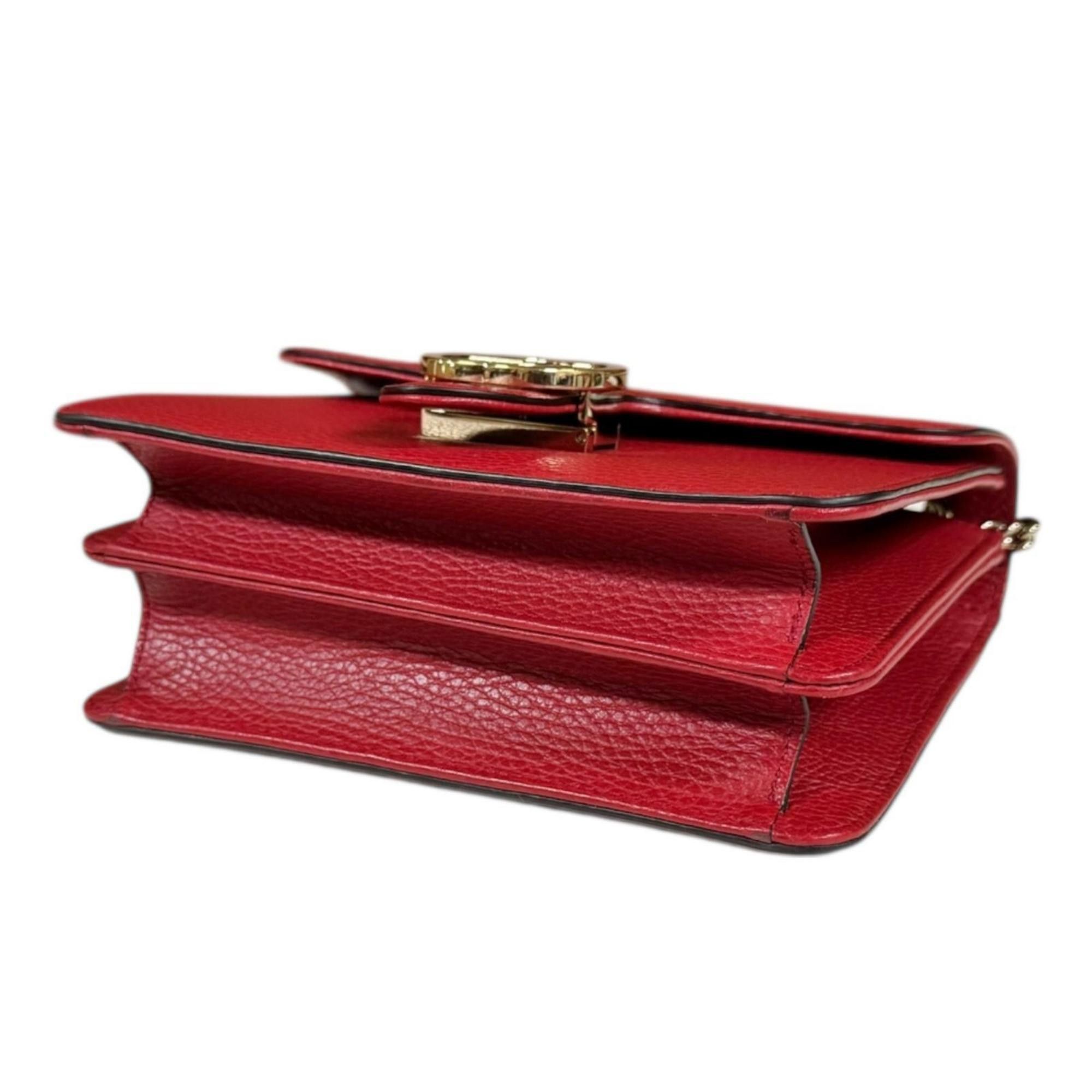 Gucci Gucci Interlocking G Shoulder Bag, Leather, 510304, Red, Women's, GUCCI Chain Size ONE SIZE - 5 Thumbnail