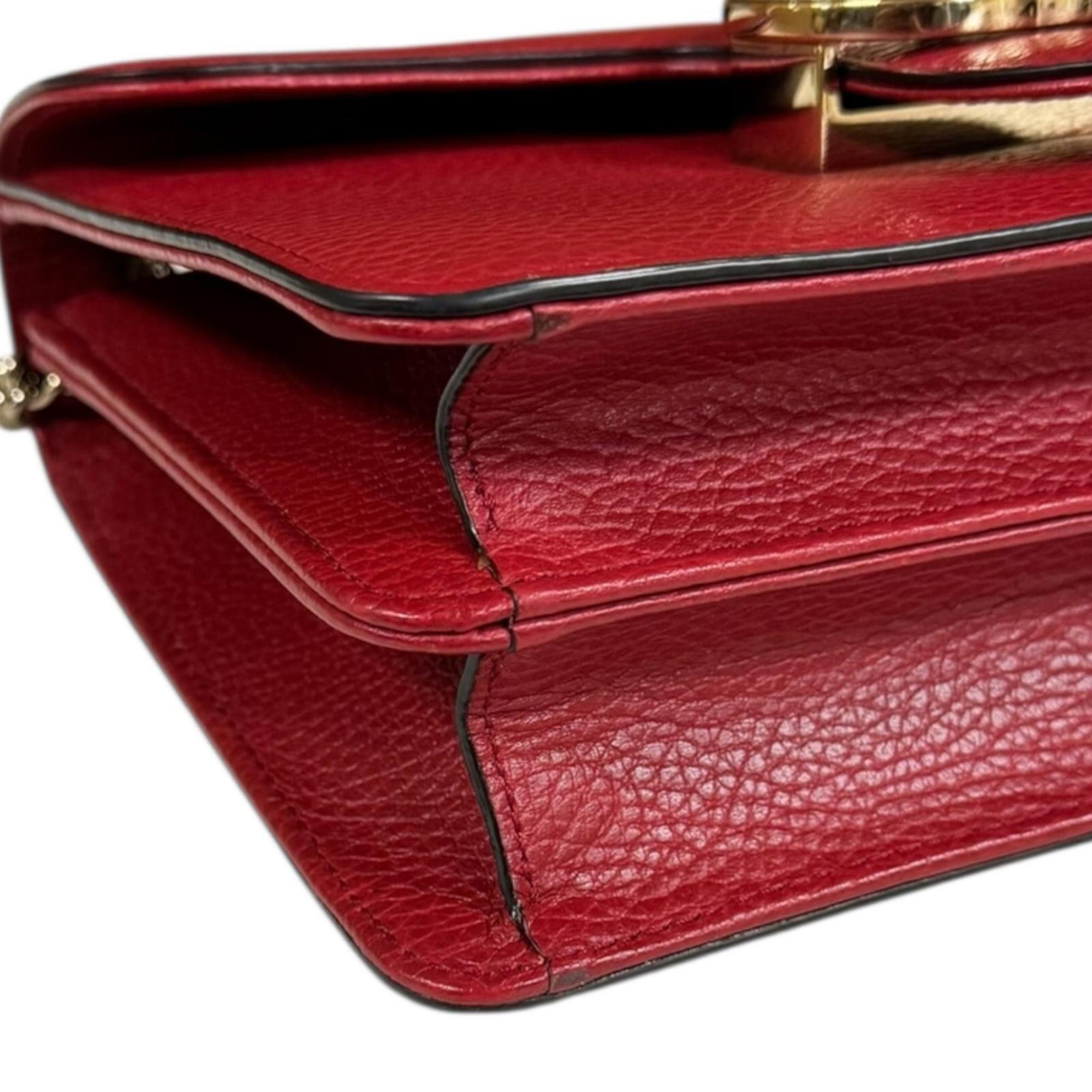Gucci Gucci Interlocking G Shoulder Bag, Leather, 510304, Red, Women's, GUCCI Chain Size ONE SIZE - 9 Thumbnail