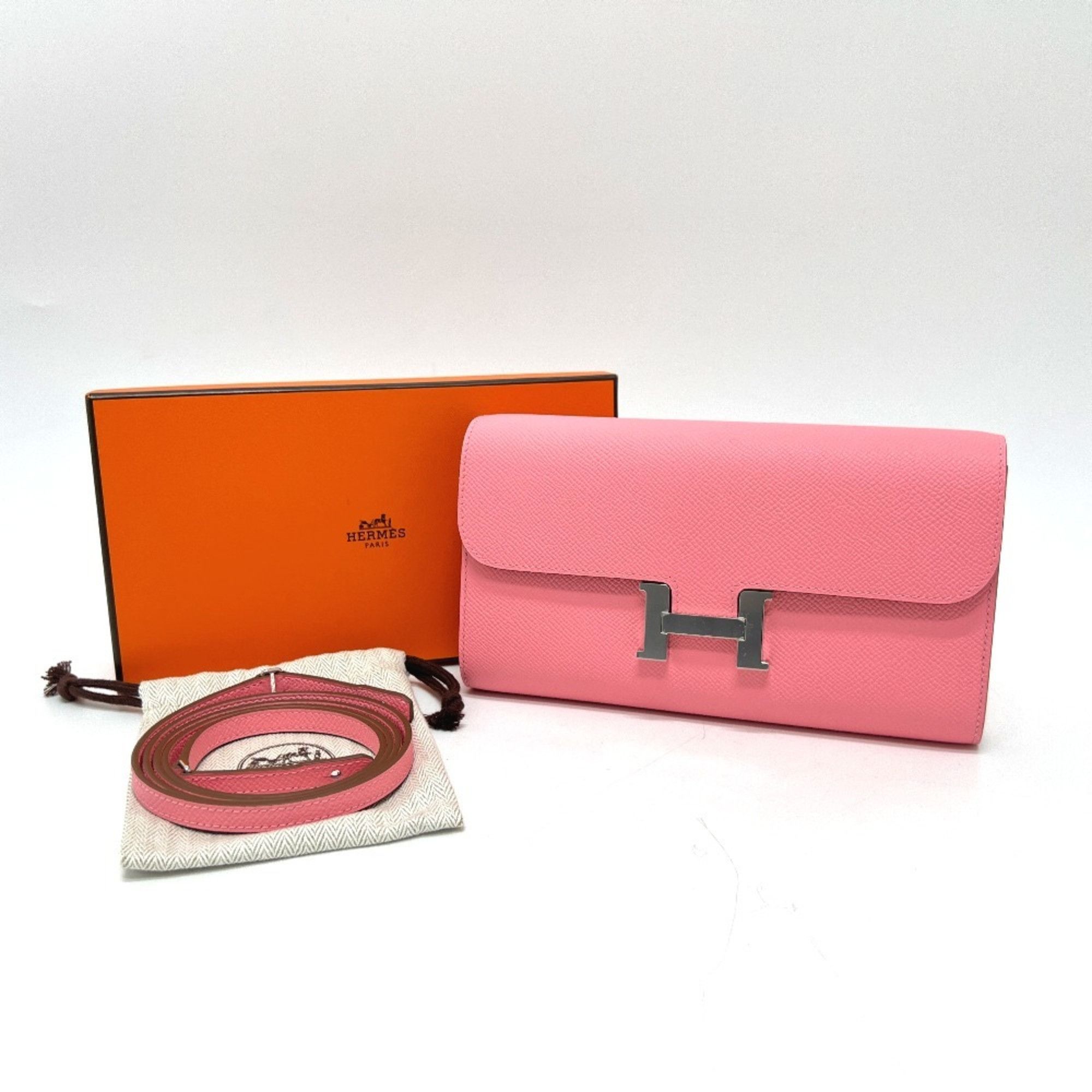 Hermes HERMES Constance To Go Wallet, Shoulder Long Epsom Leather, Women's, Rose Confetti, Silver Hardware, Pink Size ONE SIZE - 14 Thumbnail