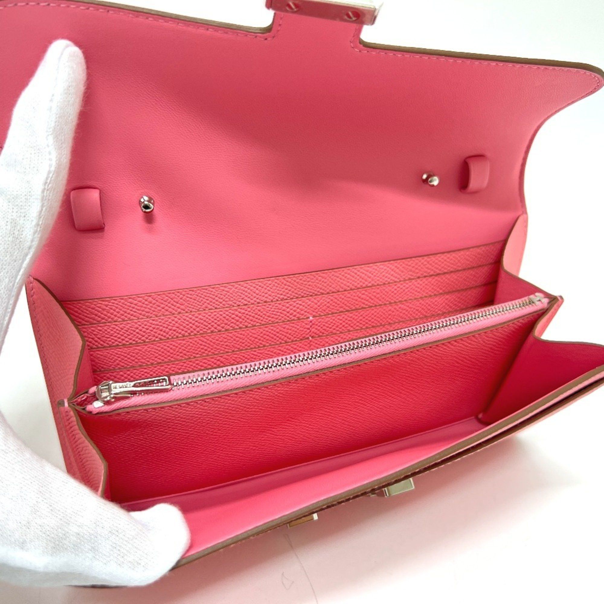 Hermes HERMES Constance To Go Wallet, Shoulder Long Epsom Leather, Women's, Rose Confetti, Silver Hardware, Pink Size ONE SIZE - 6 Thumbnail