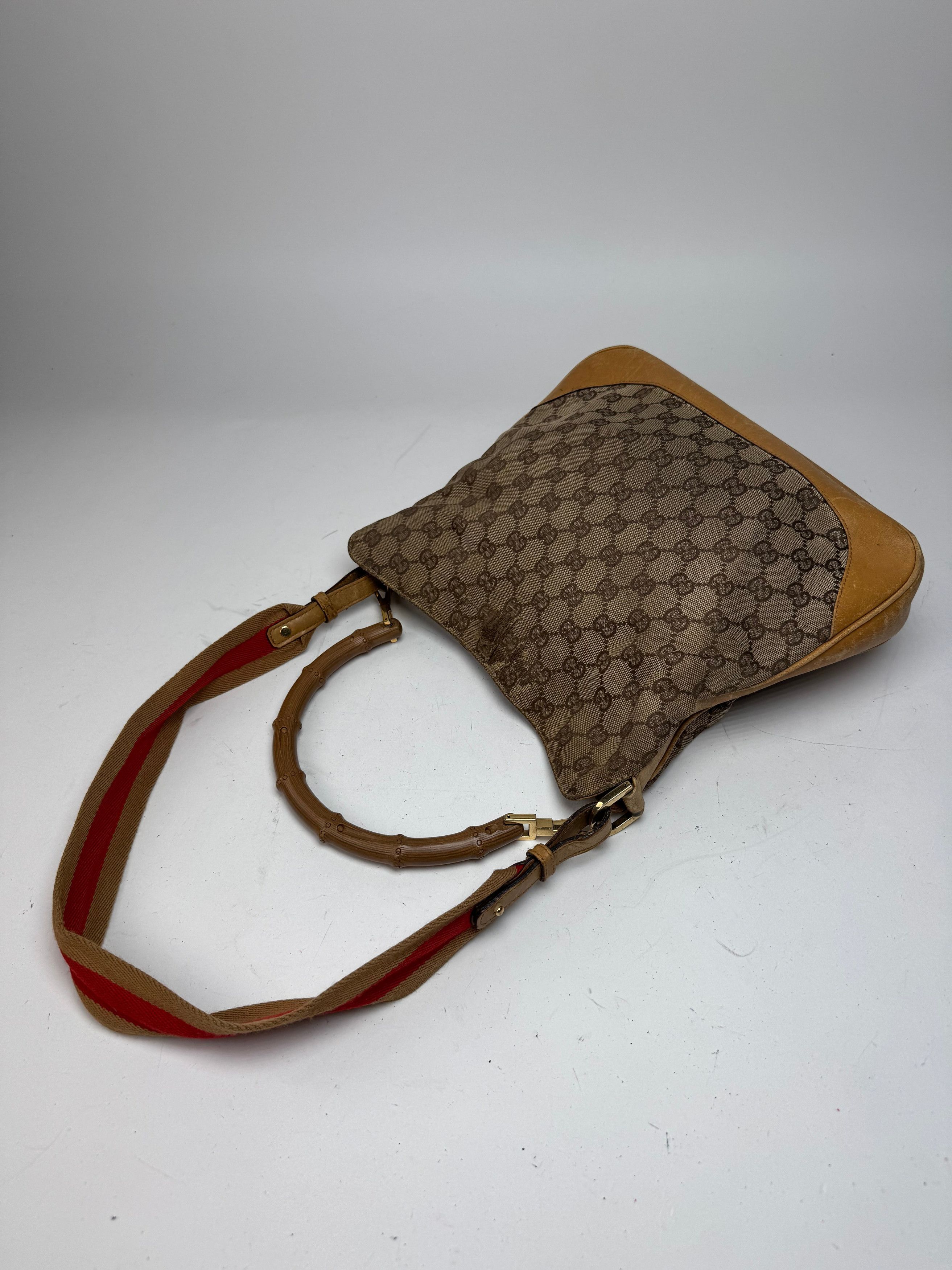 Gucci Vintage Monogram 2Way Bamboo Top Handle Bag Beige Size ONE SIZE - 10 Thumbnail