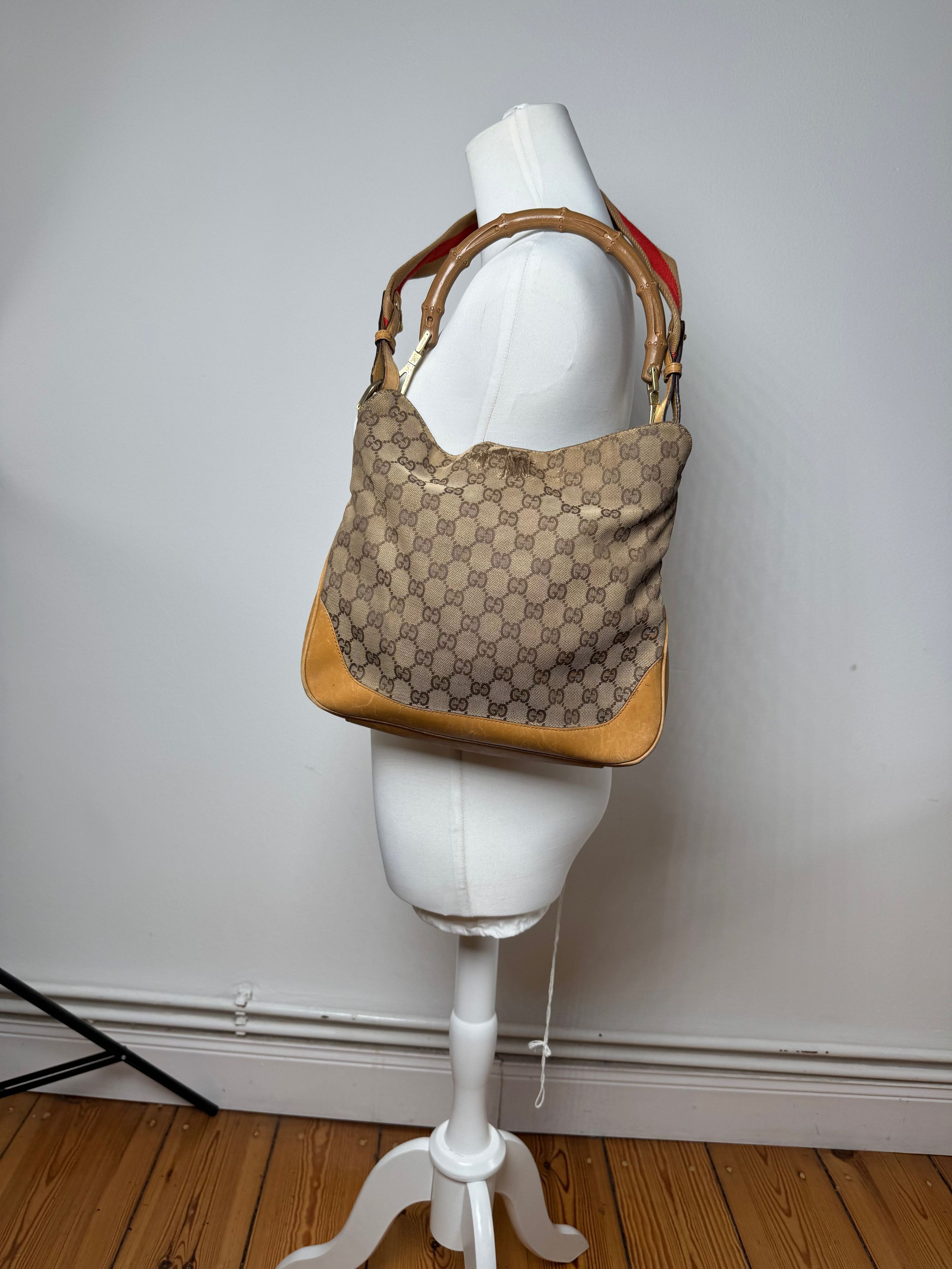 Gucci Vintage Monogram 2Way Bamboo Top Handle Bag Beige Size ONE SIZE - 14 Thumbnail