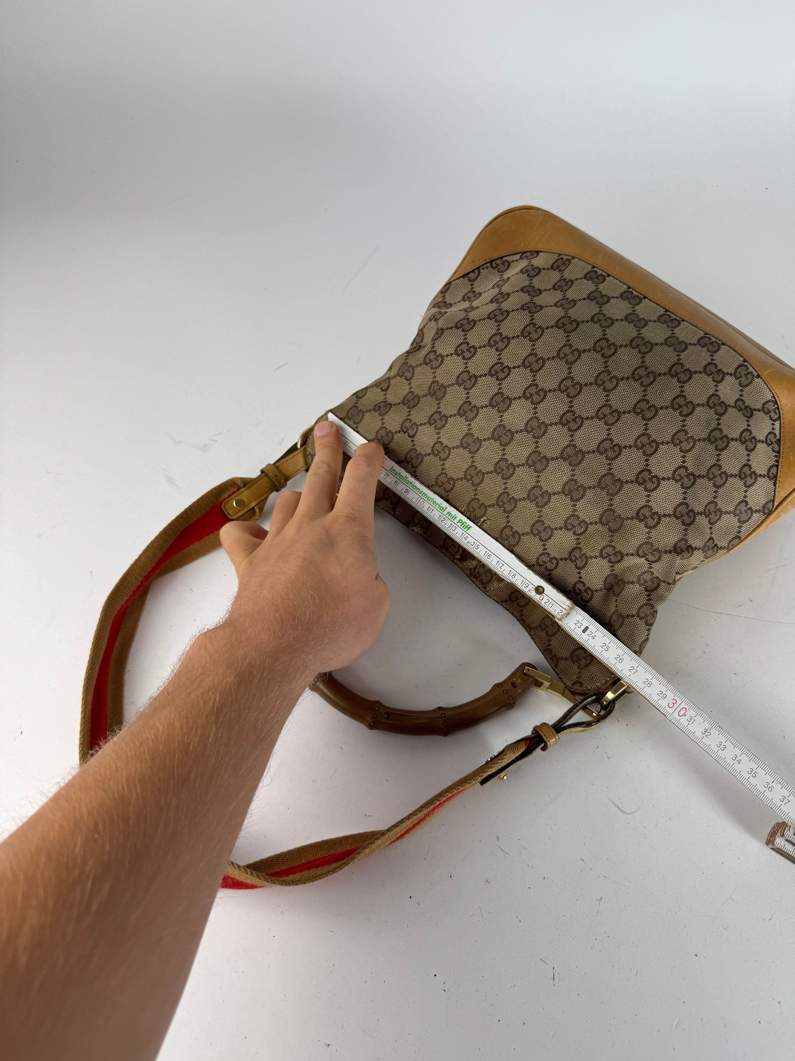 Gucci Vintage Monogram 2Way Bamboo Top Handle Bag Beige Size ONE SIZE - 11 Thumbnail