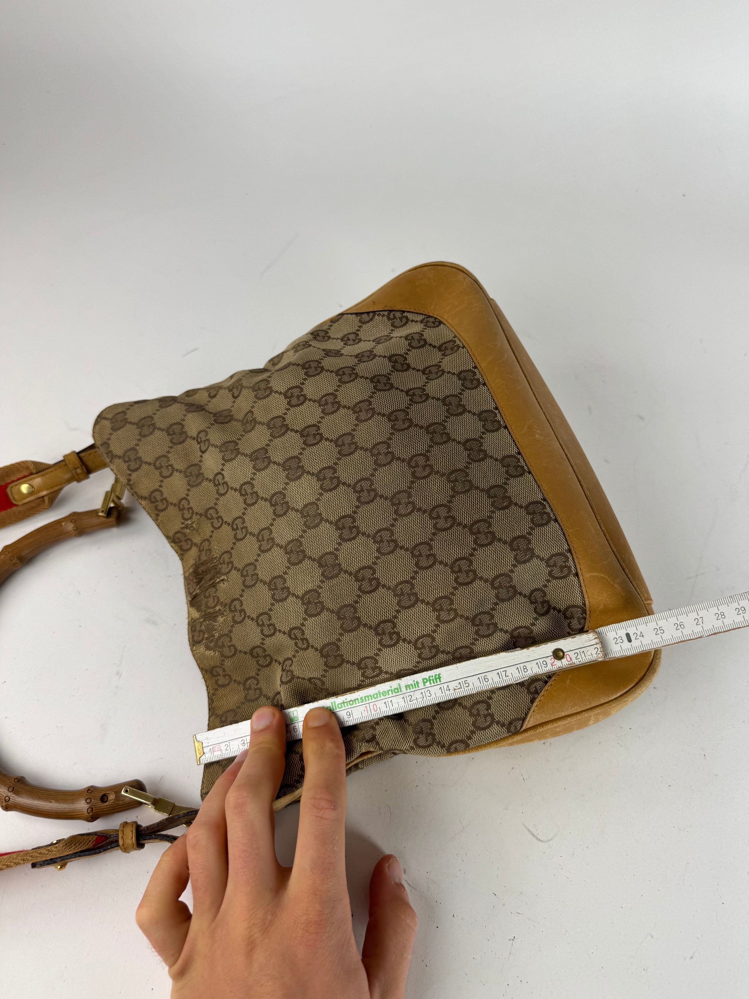 Gucci Vintage Monogram 2Way Bamboo Top Handle Bag Beige Size ONE SIZE - 12 Thumbnail