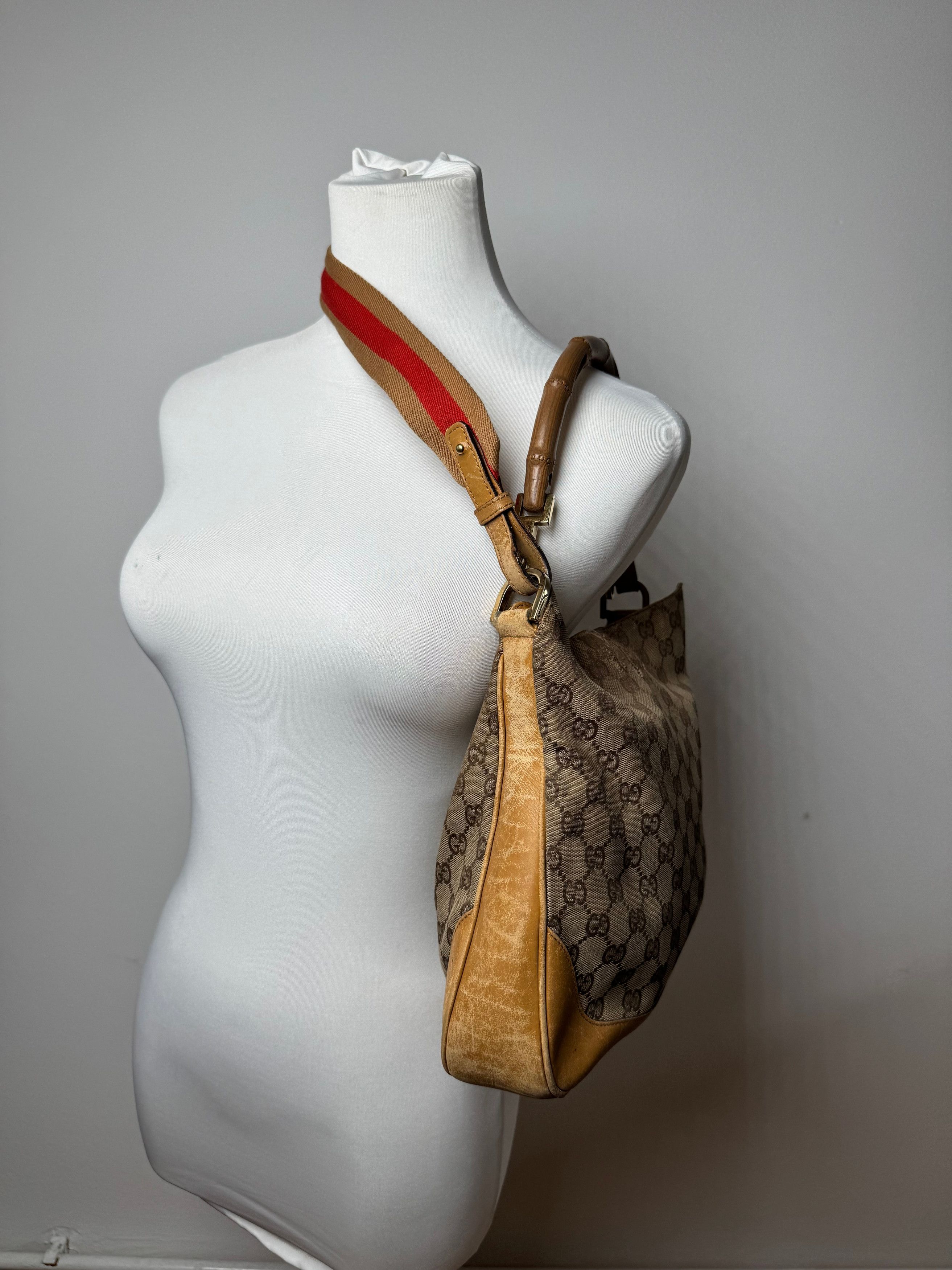 Gucci Vintage Monogram 2Way Bamboo Top Handle Bag Beige Size ONE SIZE - 15 Thumbnail