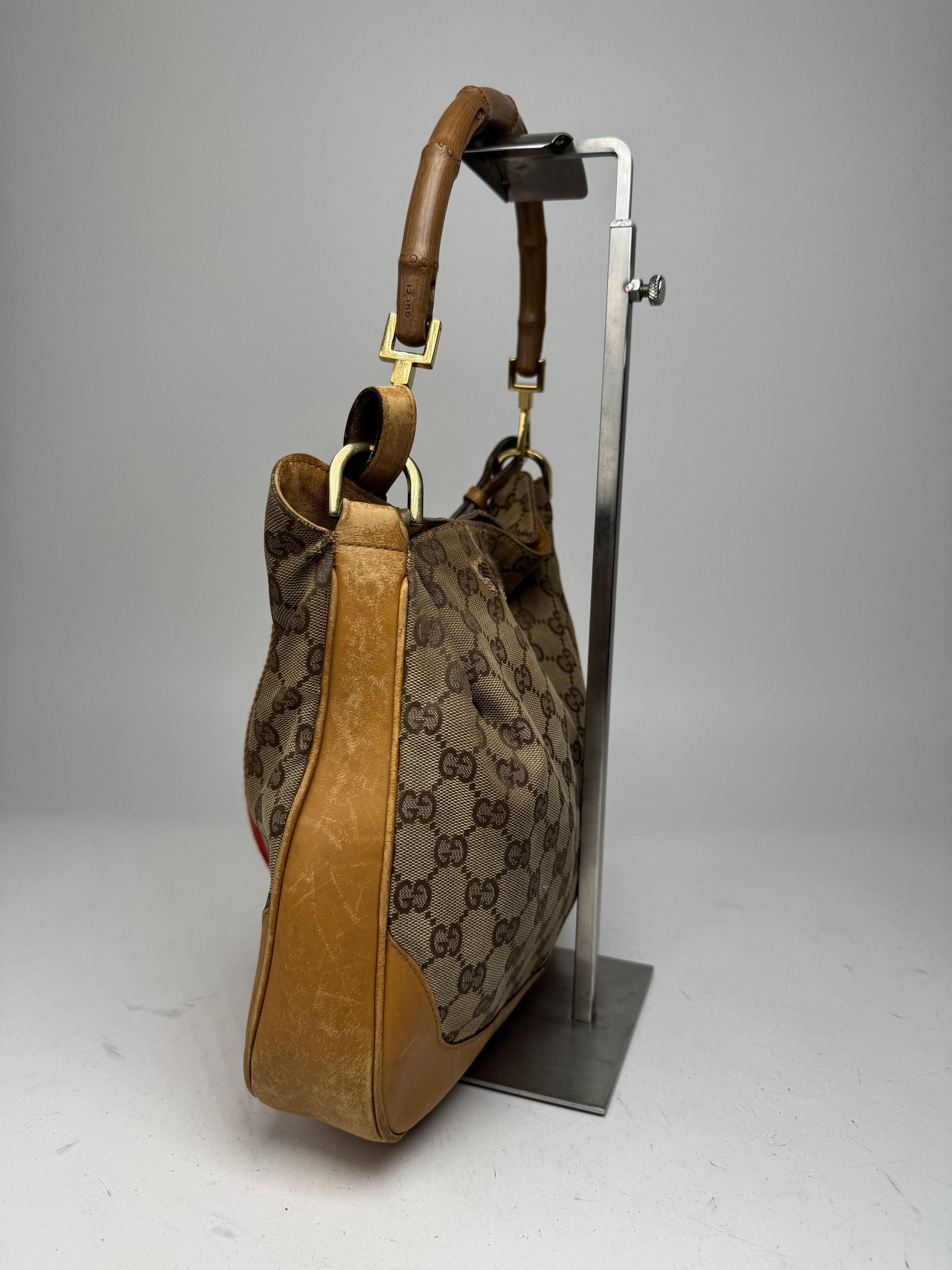 Gucci Vintage Monogram 2Way Bamboo Top Handle Bag Beige Size ONE SIZE - 8 Thumbnail