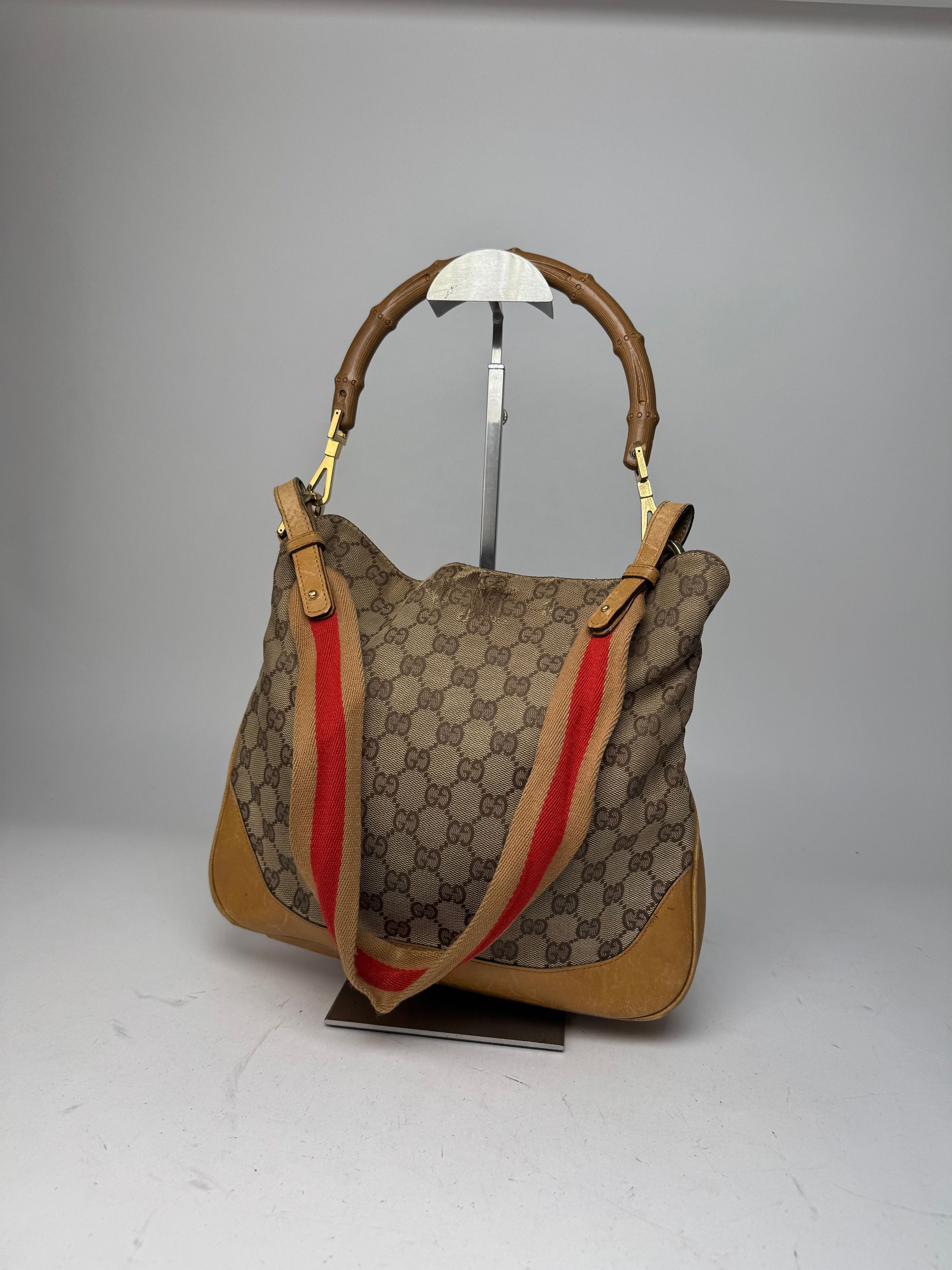 Gucci Vintage Monogram 2Way Bamboo Top Handle Bag Beige Size ONE SIZE - 7 Thumbnail