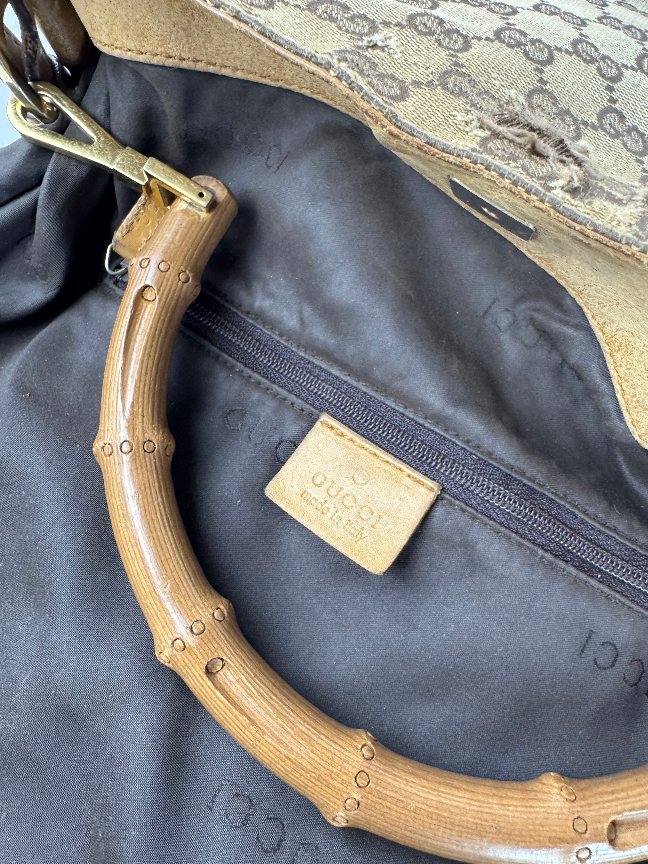 Gucci Vintage Monogram 2Way Bamboo Top Handle Bag Beige Size ONE SIZE - 4 Thumbnail