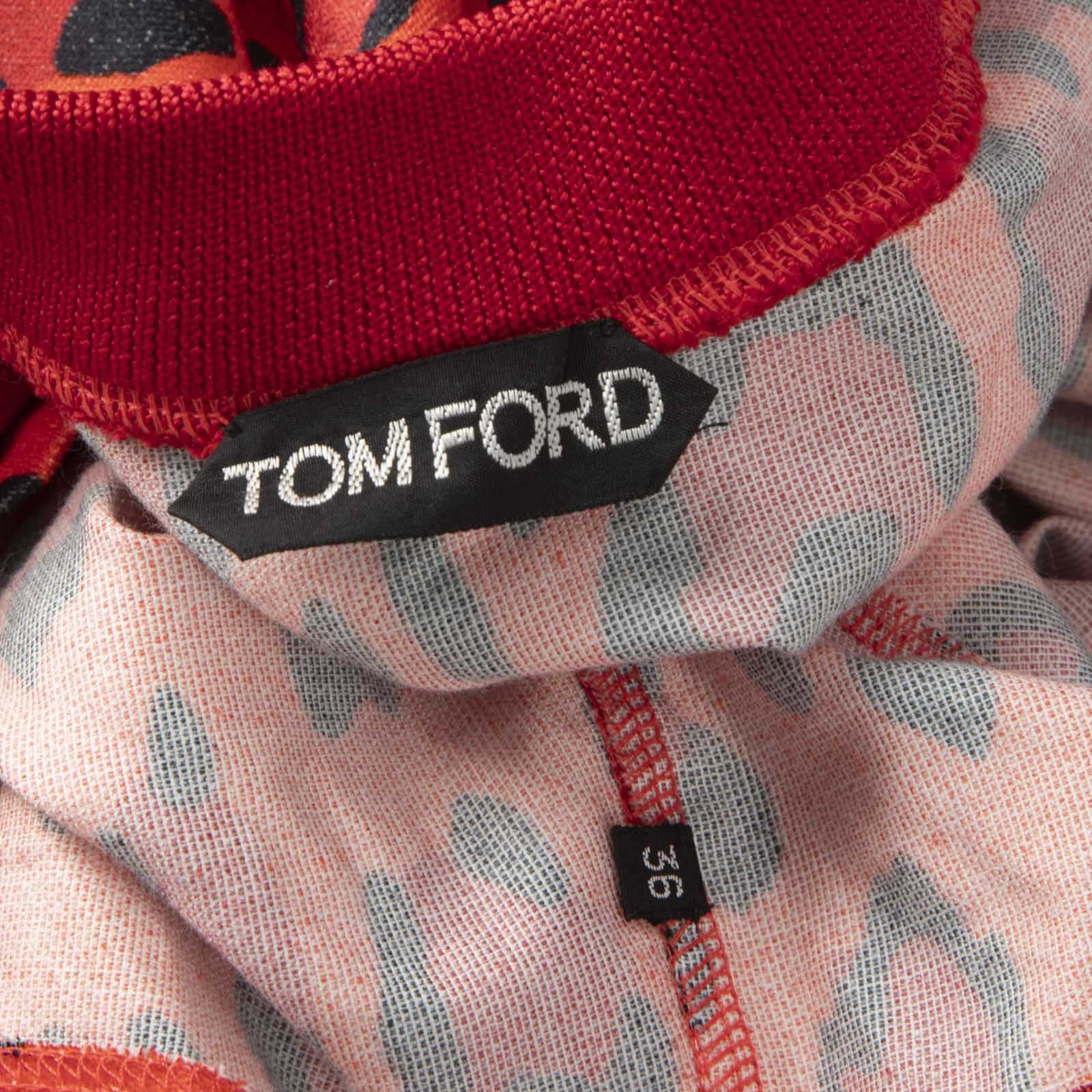 Tom Ford Red Leopard Print Crop Top Size XS / US 0-2 / IT 36-38 - 4 Thumbnail