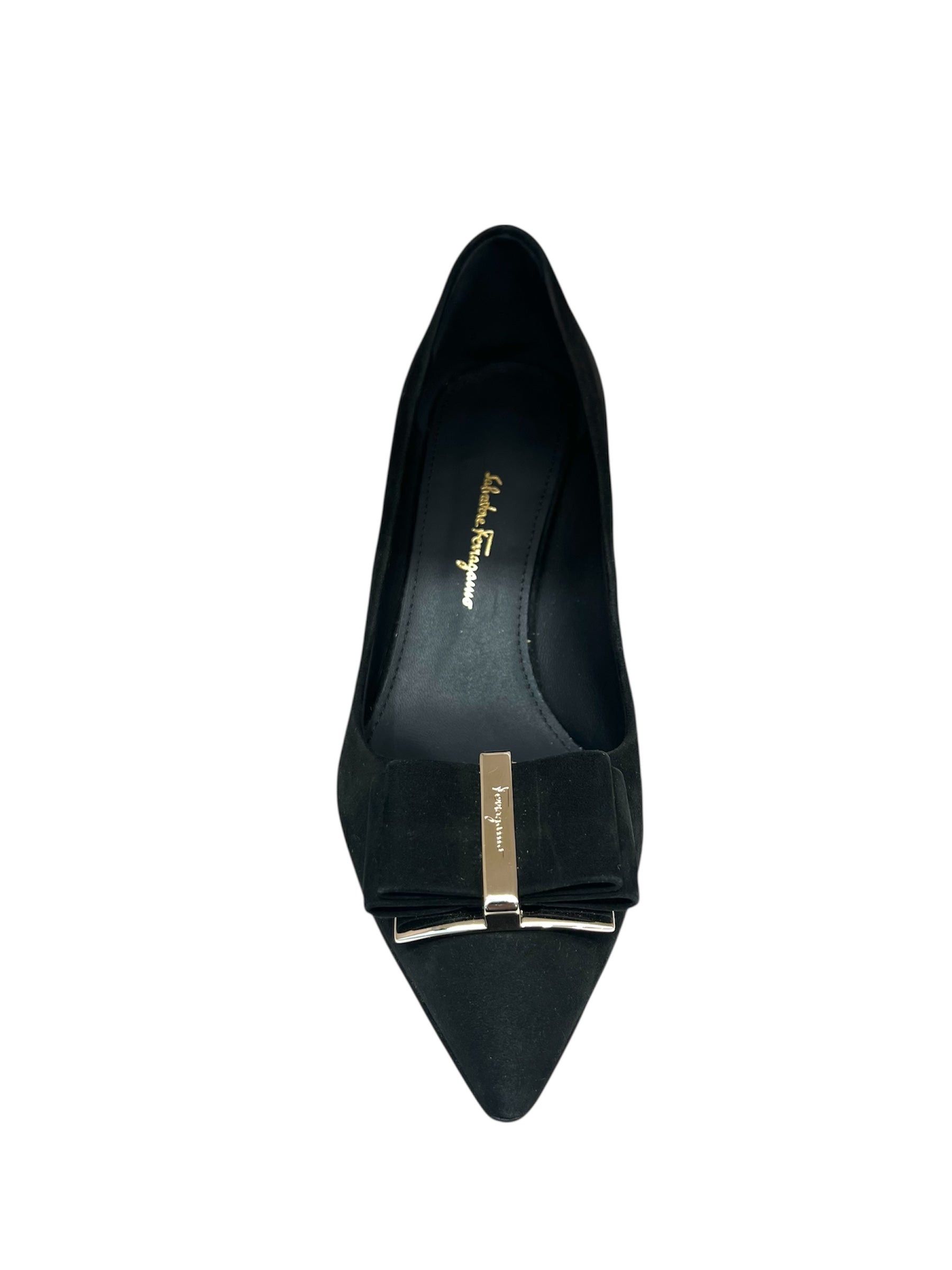 Salvatore Ferragamo Ferragamo Bow Suede Pumps SIZE 6.5 Size ONE SIZE - 3 Thumbnail