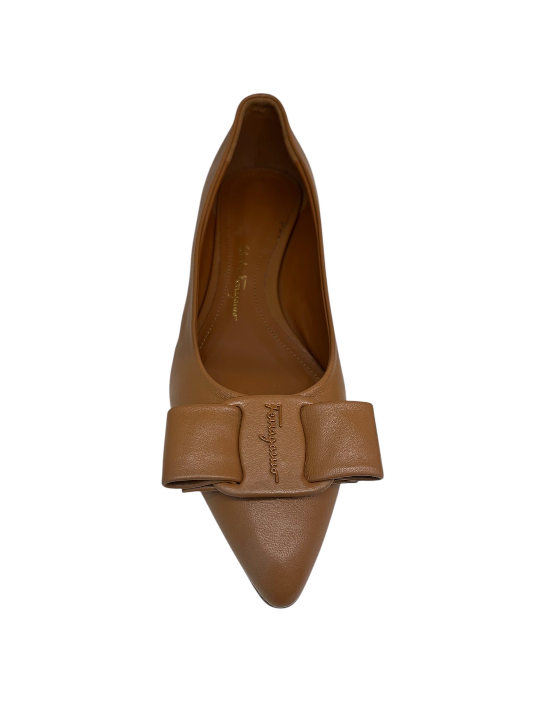 Salvatore Ferragamo Ferragamo Logo Bow Leather Flats SIZE 7.5 Size ONE SIZE - 3 Thumbnail
