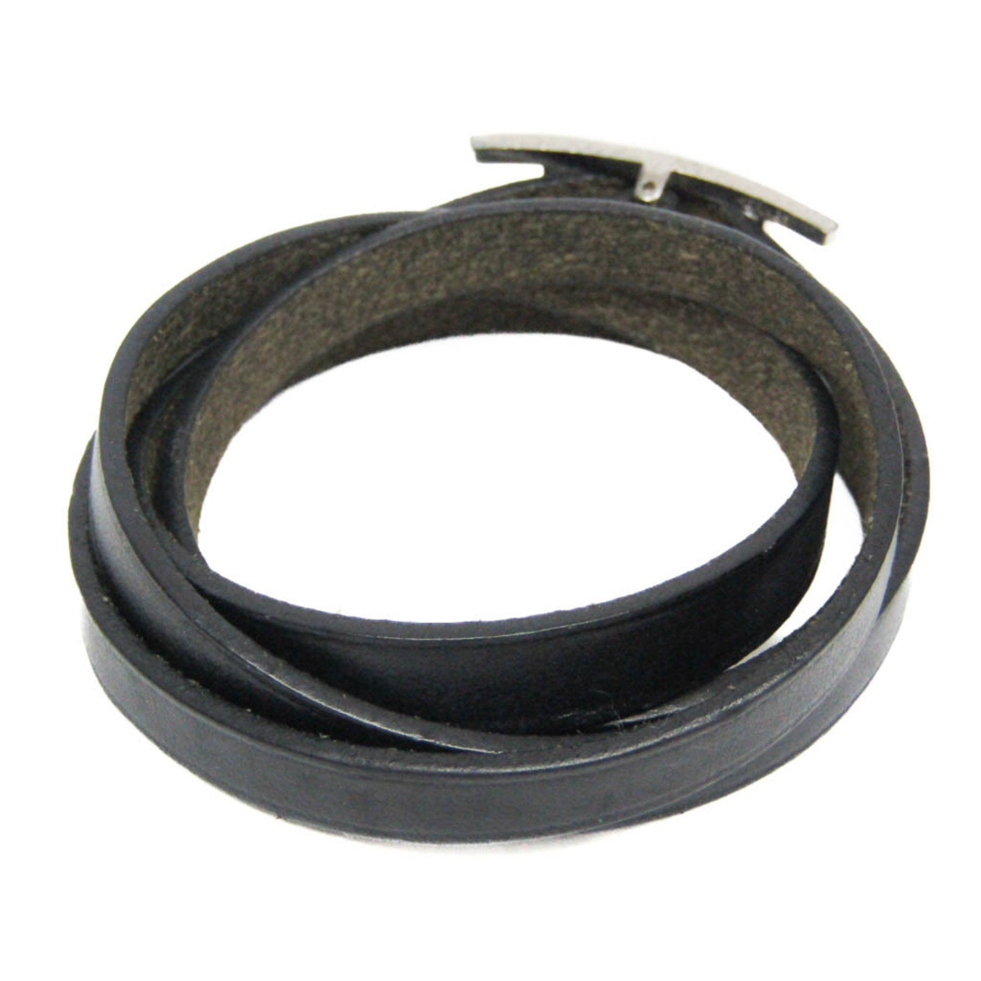 Hermes Hermes Hapi 4-row Bracelet Choker Leather,Metal Bangle Silver,Black Size ONE SIZE - 2 Thumbnail