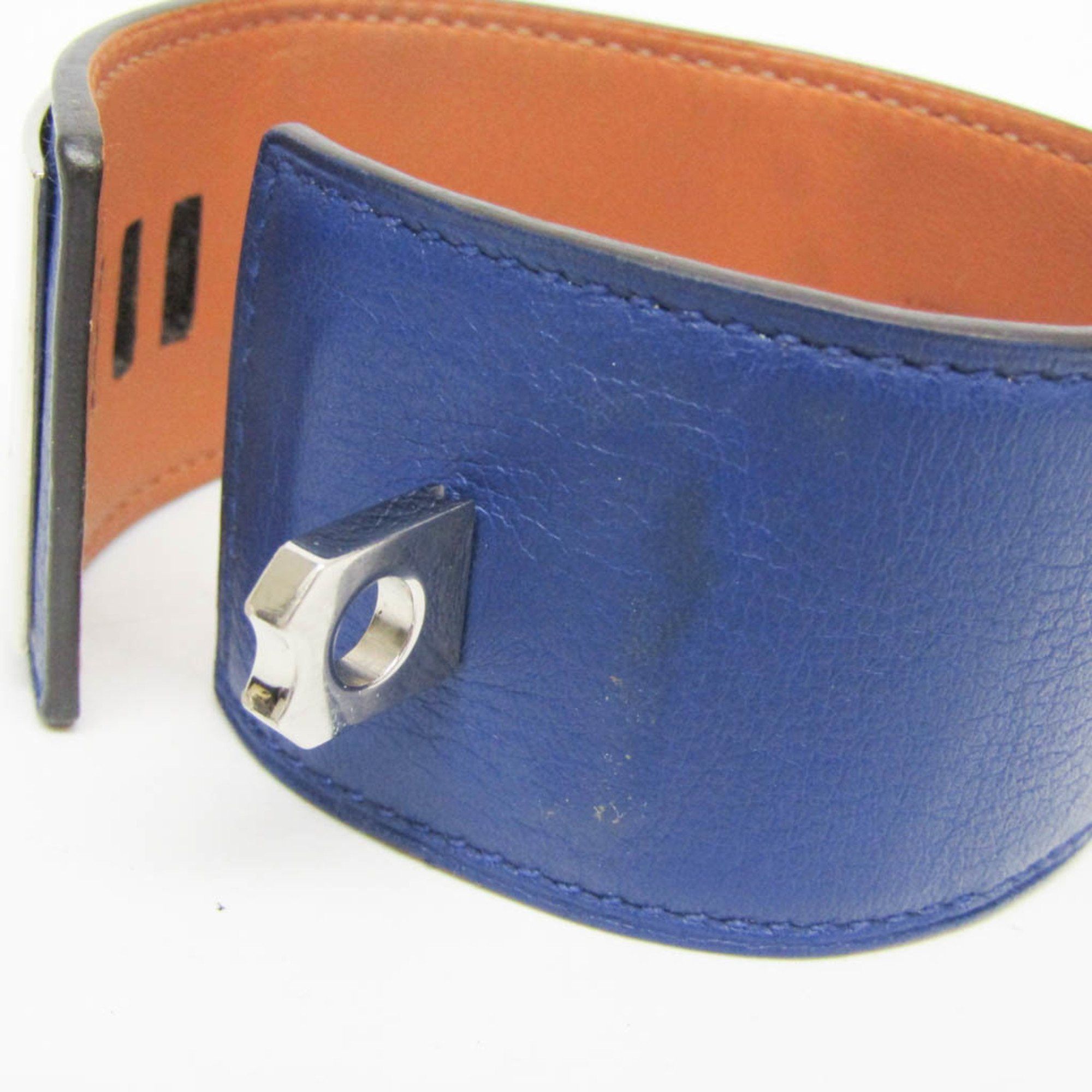 Hermes Hermes Collier De Chien Leather,Metal Bangle Silver,Bleu Saphir Size ONE SIZE - 7 Thumbnail