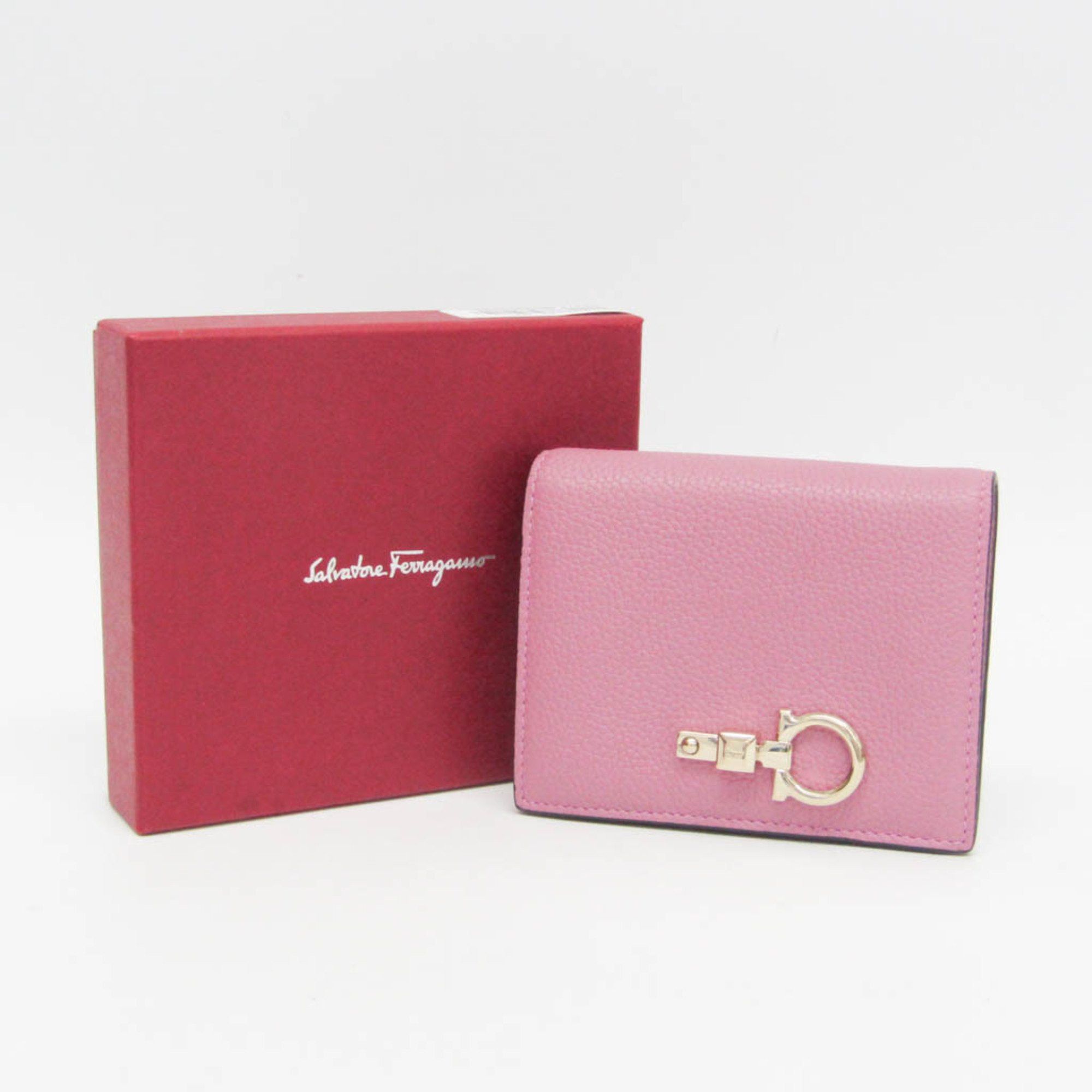Salvatore Ferragamo Salvatore Ferragamo Gancini JL-22 E032 Women's Leather Wallet (bi-fold) Pink Size ONE SIZE - 2 Thumbnail