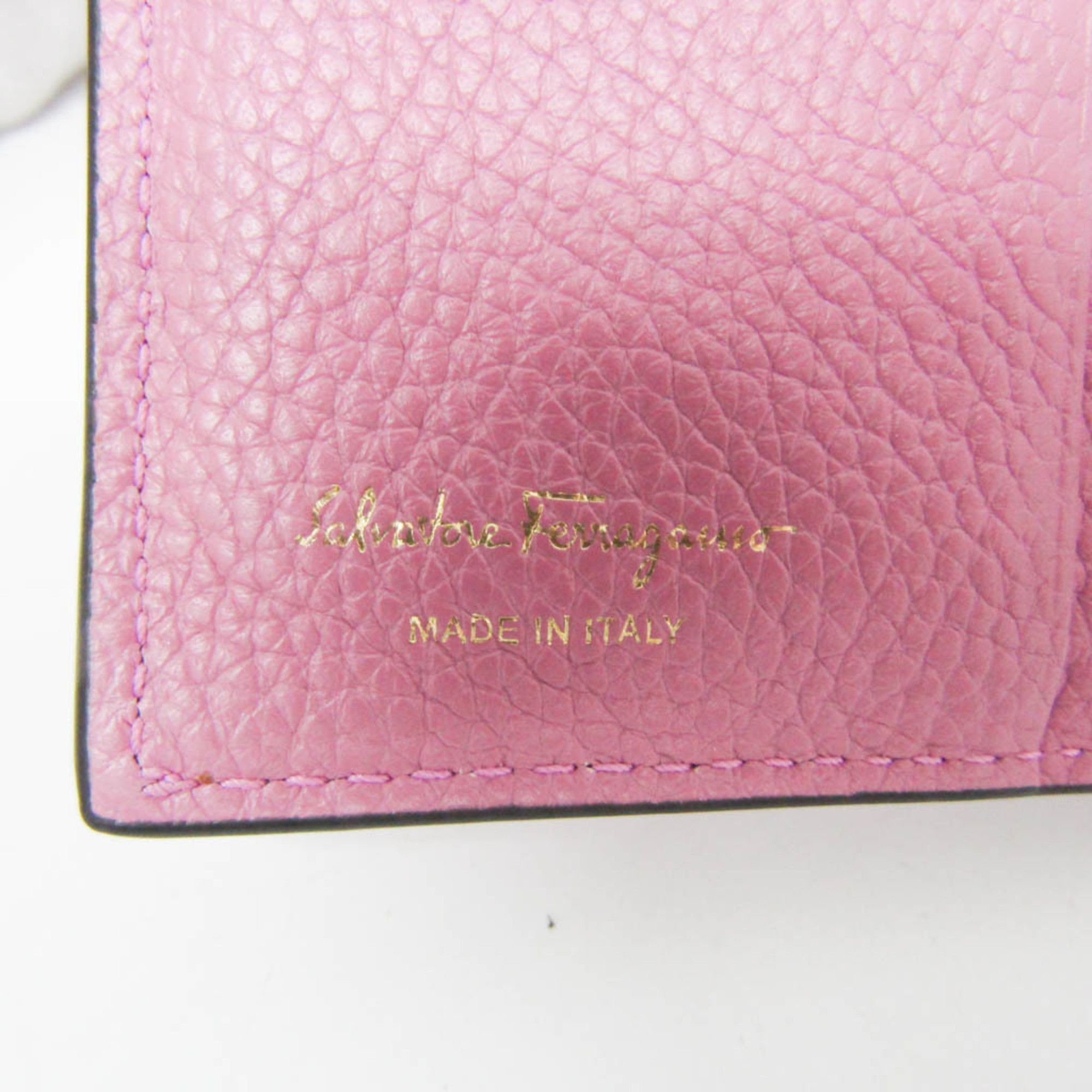 Salvatore Ferragamo Salvatore Ferragamo Gancini JL-22 E032 Women's Leather Wallet (bi-fold) Pink Size ONE SIZE - 11 Thumbnail