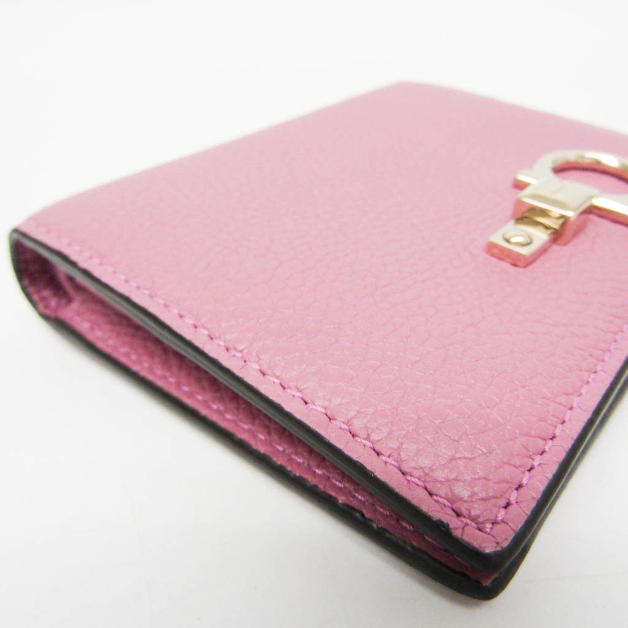 Salvatore Ferragamo Salvatore Ferragamo Gancini JL-22 E032 Women's Leather Wallet (bi-fold) Pink Size ONE SIZE - 7 Thumbnail