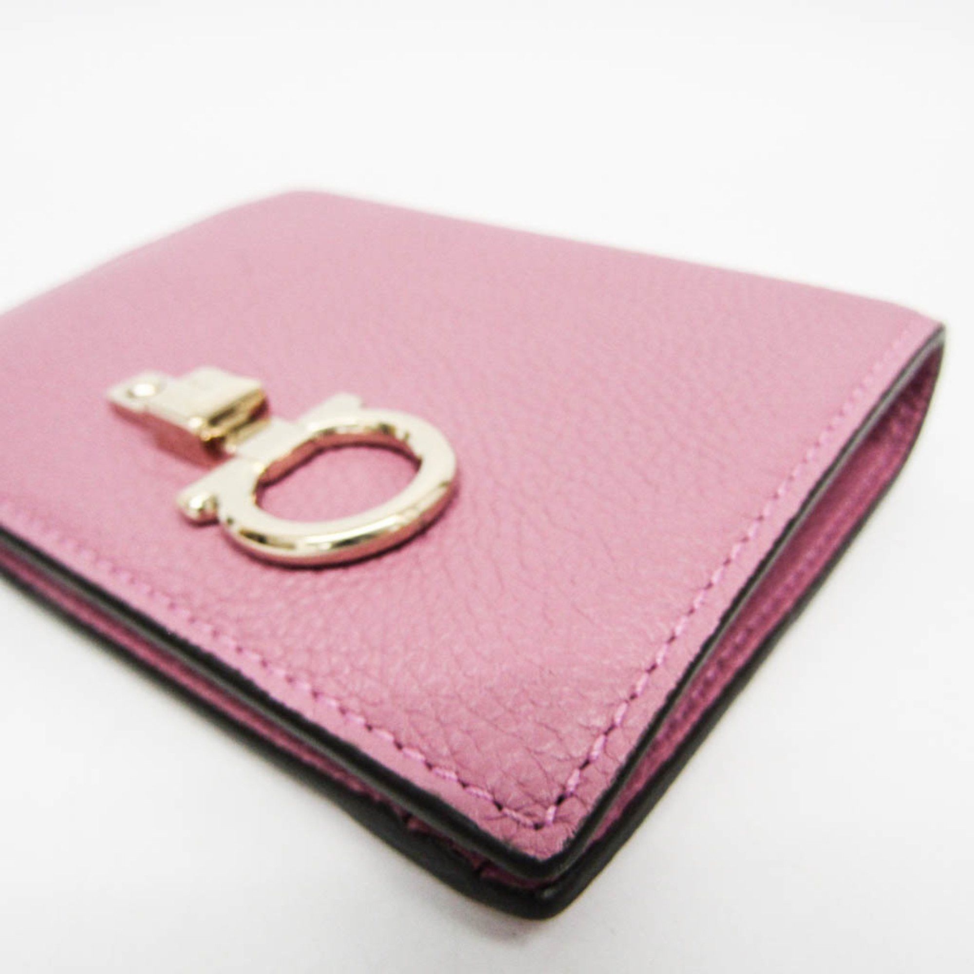 Salvatore Ferragamo Salvatore Ferragamo Gancini JL-22 E032 Women's Leather Wallet (bi-fold) Pink Size ONE SIZE - 6 Thumbnail