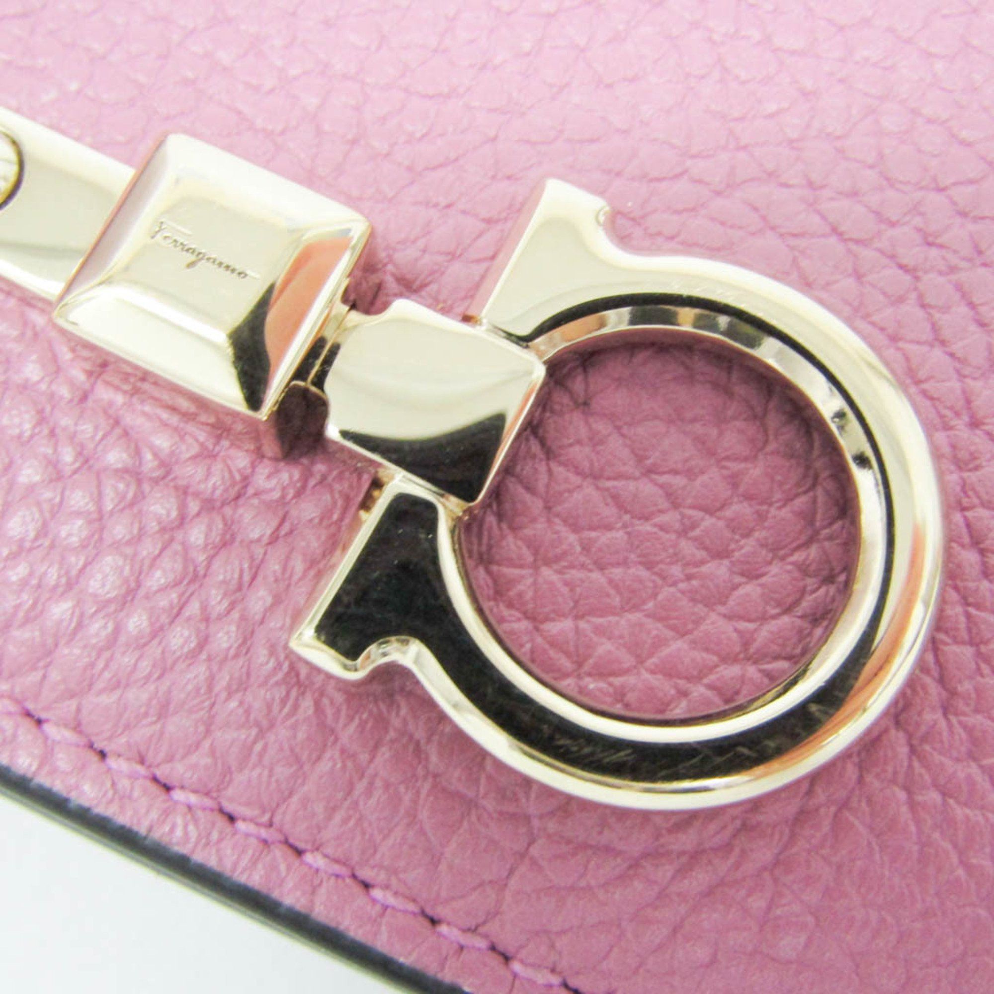 Salvatore Ferragamo Salvatore Ferragamo Gancini JL-22 E032 Women's Leather Wallet (bi-fold) Pink Size ONE SIZE - 9 Thumbnail