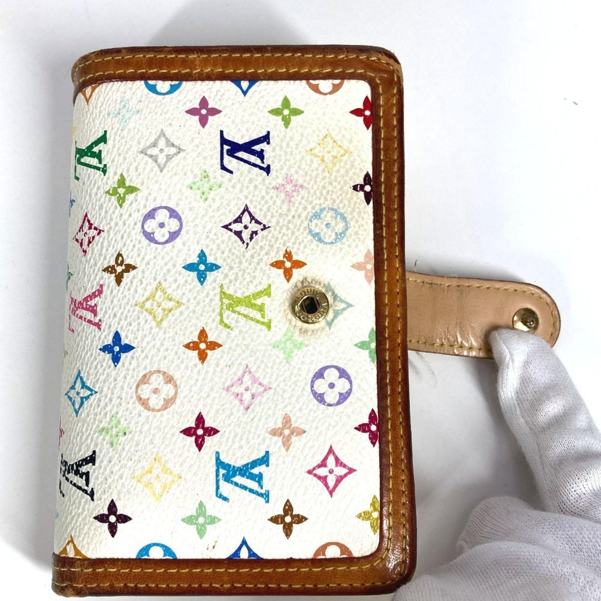 Louis Vuitton LOUIS VUITTON M92987 Monogram Multicolore Portefeuille Viennois Clasp Bi-fold Wallet in Canvas, Women's, Blanc White Size ONE SIZE - 10 Thumbnail