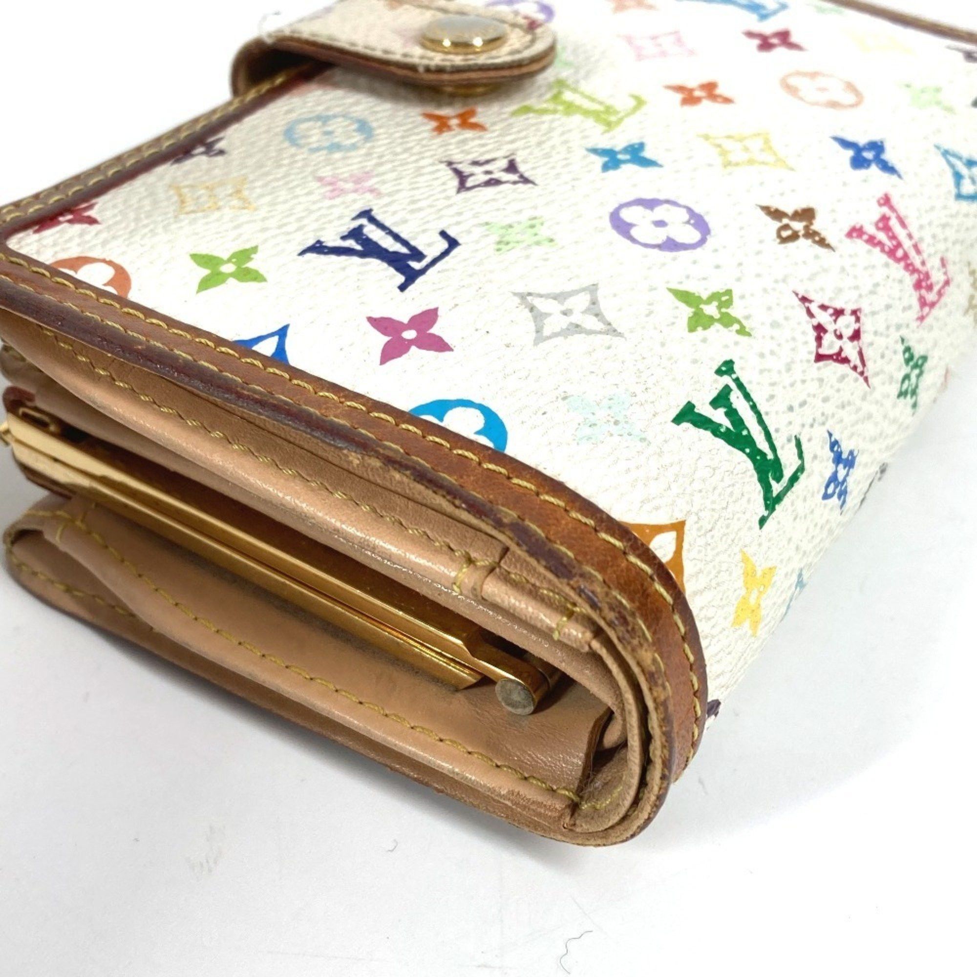 Louis Vuitton LOUIS VUITTON M92987 Monogram Multicolore Portefeuille Viennois Clasp Bi-fold Wallet in Canvas, Women's, Blanc White Size ONE SIZE - 4 Thumbnail